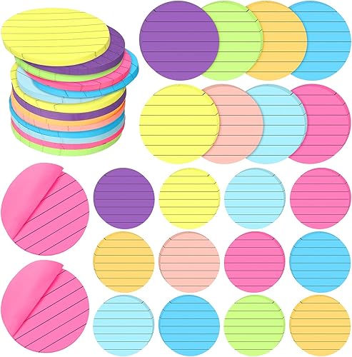 24 blocs de notas adhesivas redondas forradas con lindo bloc de notas autoadhesivas coloridas brillantes para oficina, escuela, planificador, disponible en Yaxa Colombia