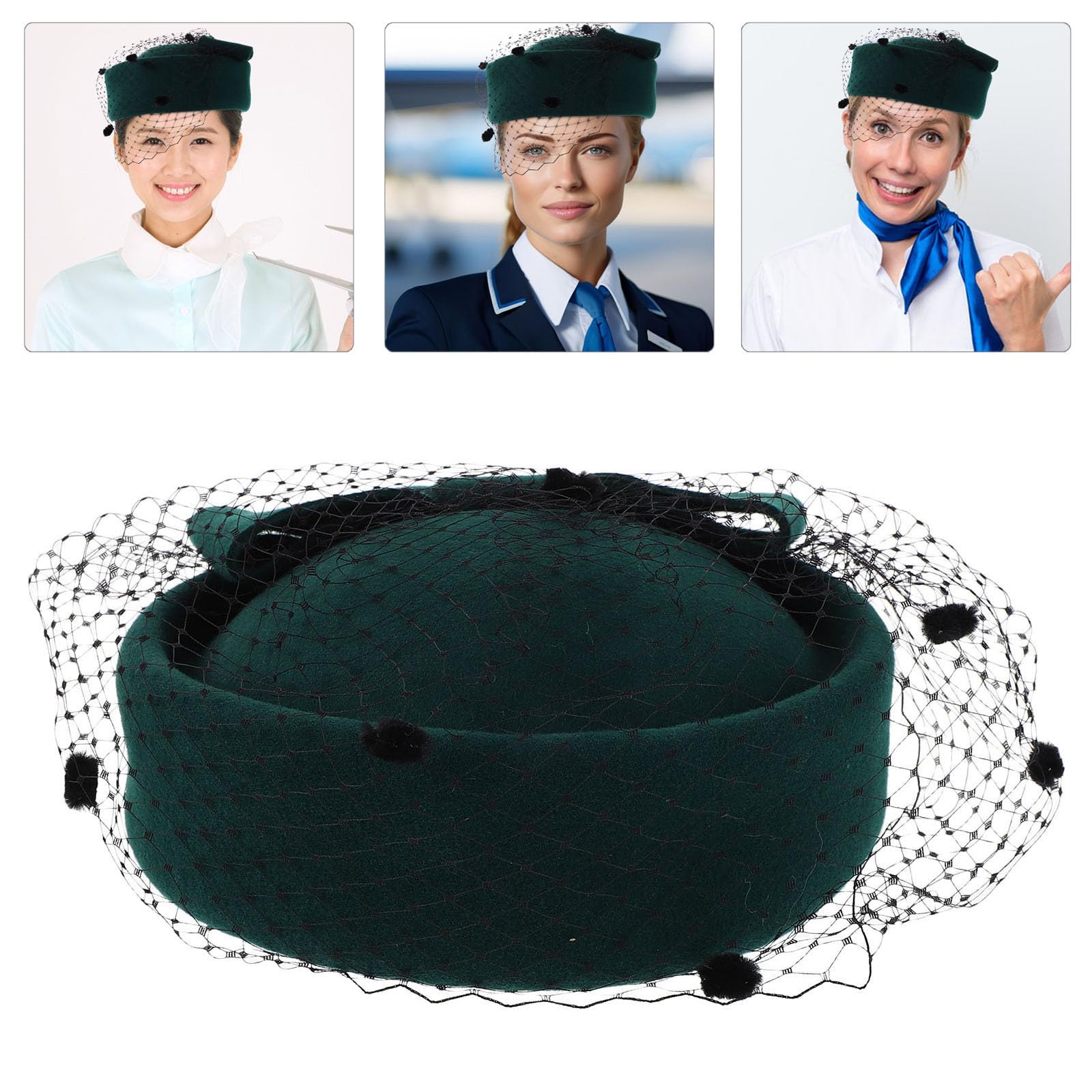 SOLUSTRE Cappello Fascinator da Donna Leggero e Raffinato con e Fiocco Vintage Inglese in Lana Verde per Matrimoni e Uscite Invernali