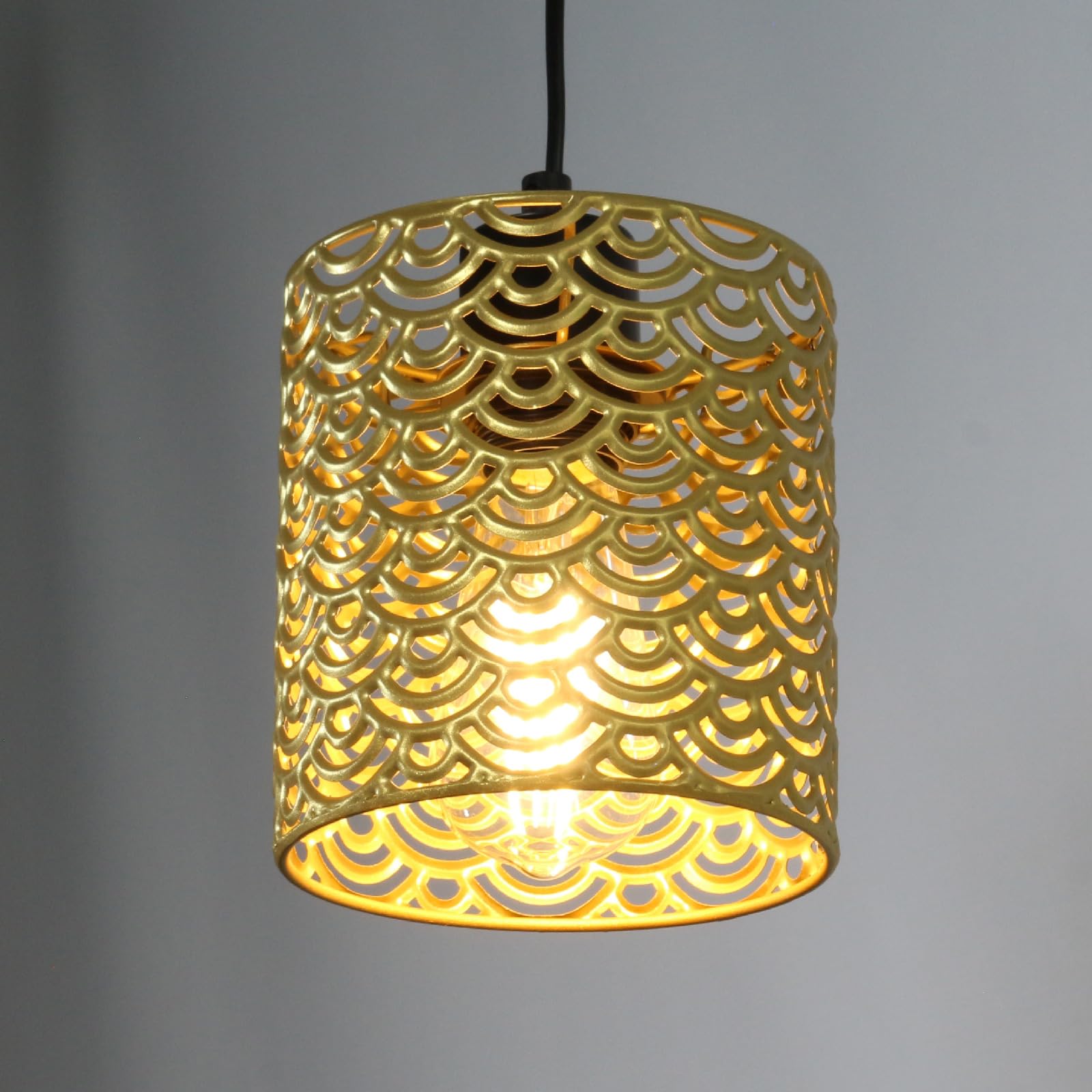 Osasy Decorative Lampshade Metal Lamp Shade Cover Wave Pattern Design Gold E27 E14 Small Lampshades - Image 4