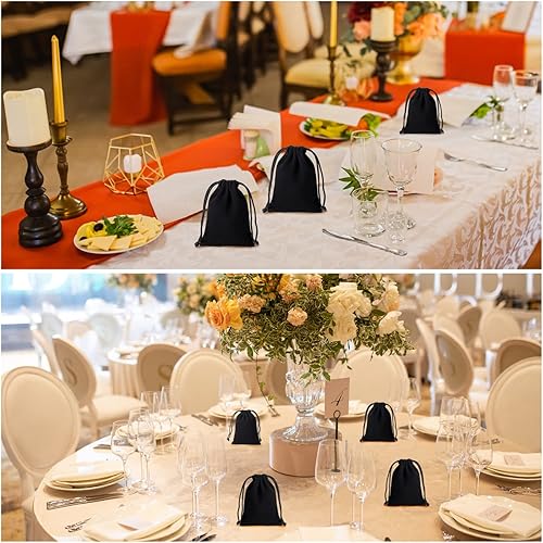 Miniatura 7 de ENNIYU Bolsas de terciopelo de alta calidad con cordón, bolsas de joyería negras, bolsas de caramelos, bolsas de calendario de Adviento de 3 x 4,