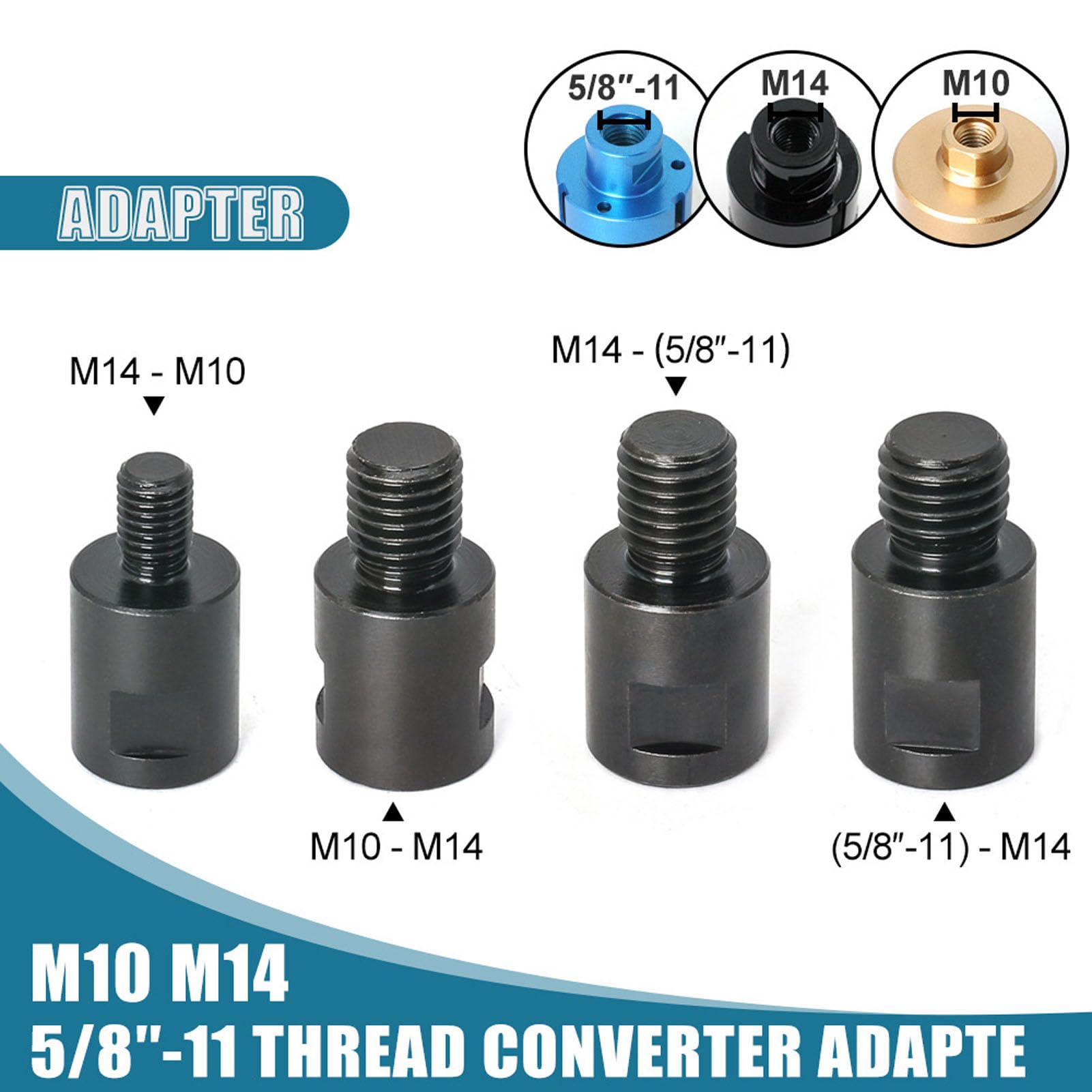 2 Pezzi Adattatore Convertitore per Smerigliatrice Angolare, Adattatore per Smerigliatrice Angolare M10-M14 In Acciaio Crv Con Connettore da Femmina A Maschio per Albero Smerigliatrice (M14 a M10)