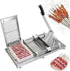 Máquina de Kebab de Carneiro Manual, Molde de Prensa para Fazer Kebab, Máquina de Fazer Carne com Espeto de Bambu para Churrasco de 10 Furos, Máquina de Corda de Carne Satay de Aço Inoxidável