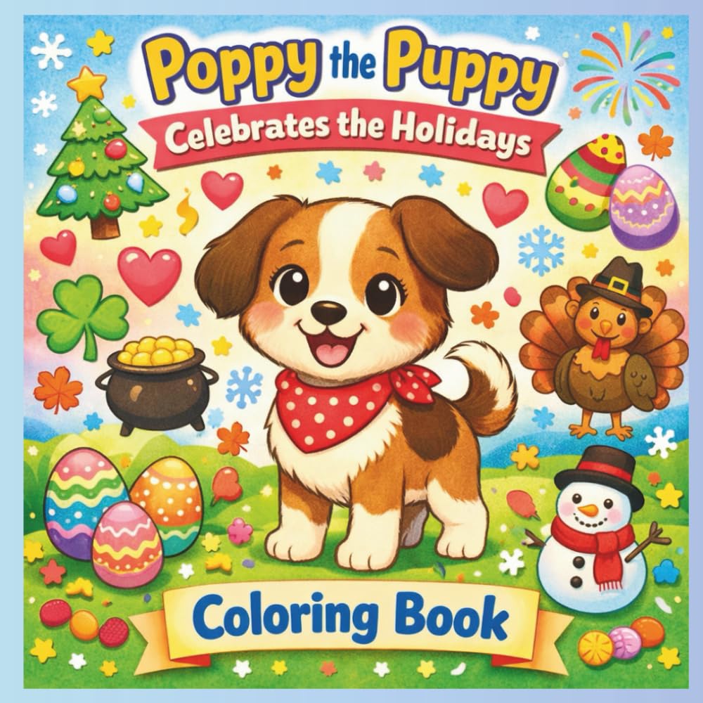 Poppy the Puppy Celebrates the Holidays!: Coloring Book for All Ages