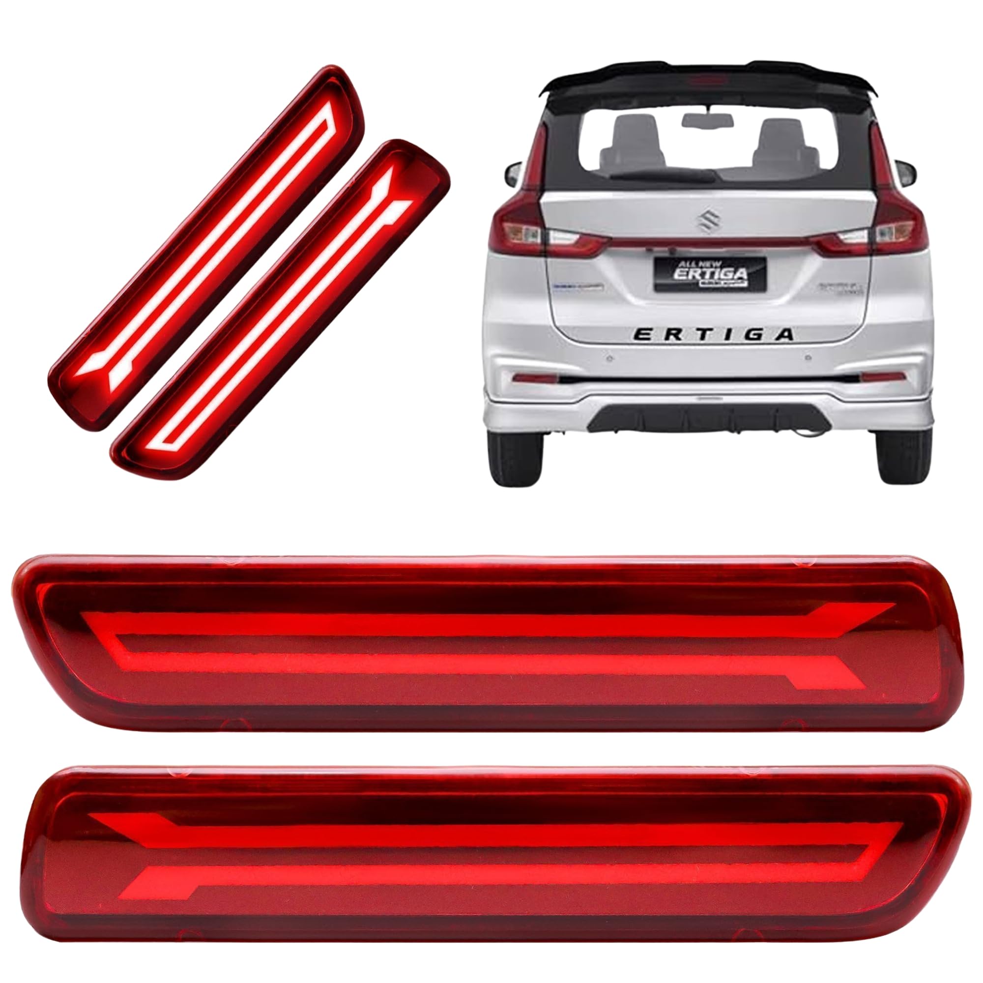 Compatible with Maruti Ertiga Dynamic Flow Rear LED Reflector Brake Light OEM Fit for All models Car Reflector Light (Red, Black)-picture-10