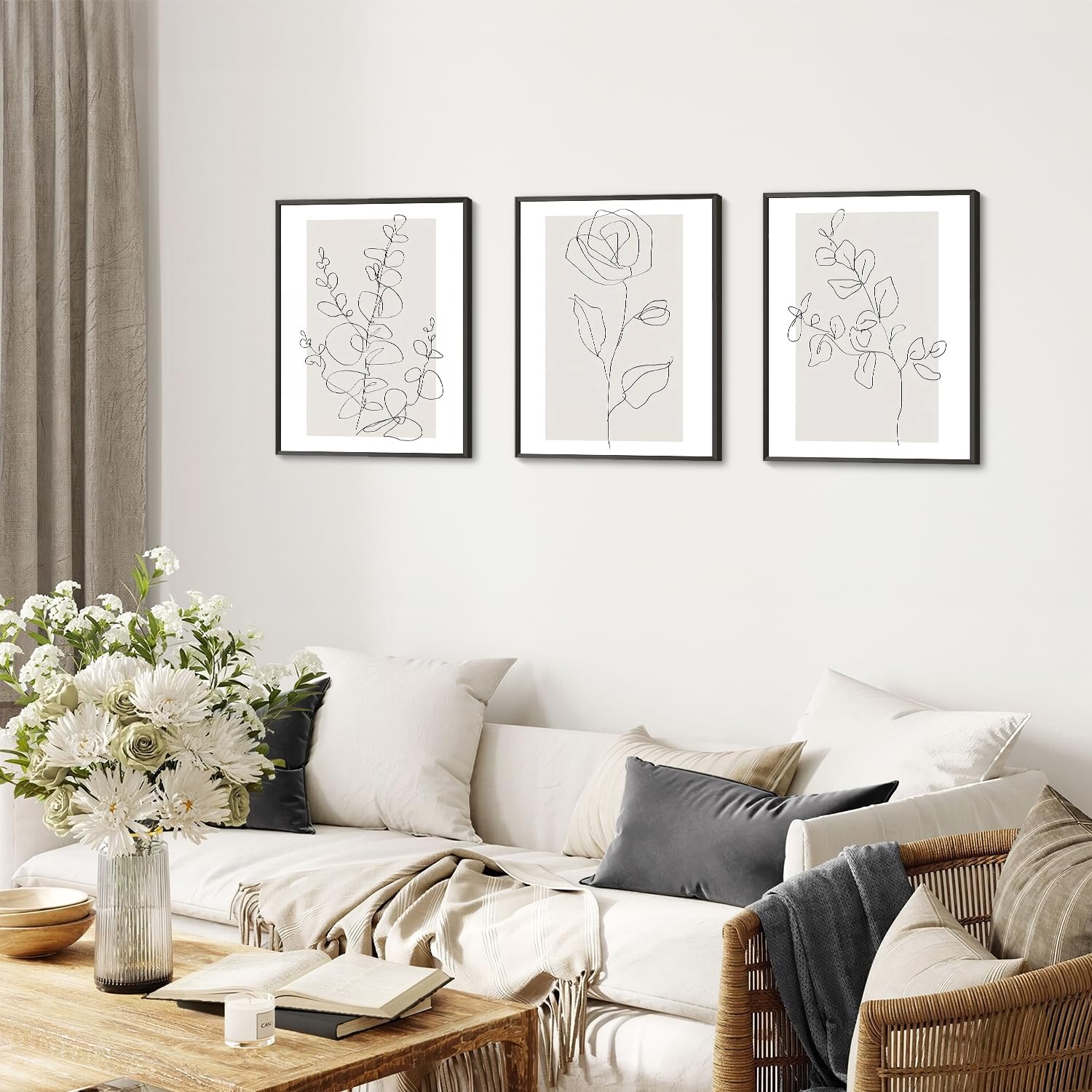 Dazzlewall 3Pcs Abstract Botanical Wall Art Poster Minimalist Flower Line Wall Art Prints for Bedroom Living Room Decor 12x16 in Unframed - Image 2