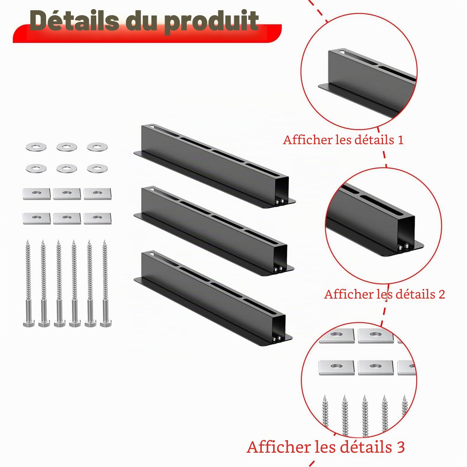 Lot de 3 Supports de Rangement pour Bacs de Plafond, Rails de Plafond pour Garage