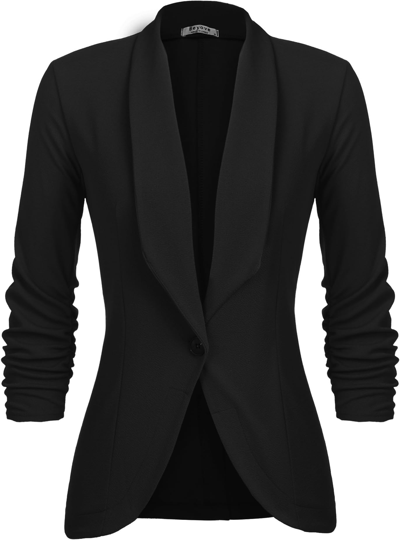 Beyove Women's Casual Work Office Blazer Jacket Plus Size Open Front Solid Color Business Suit Black X-Large