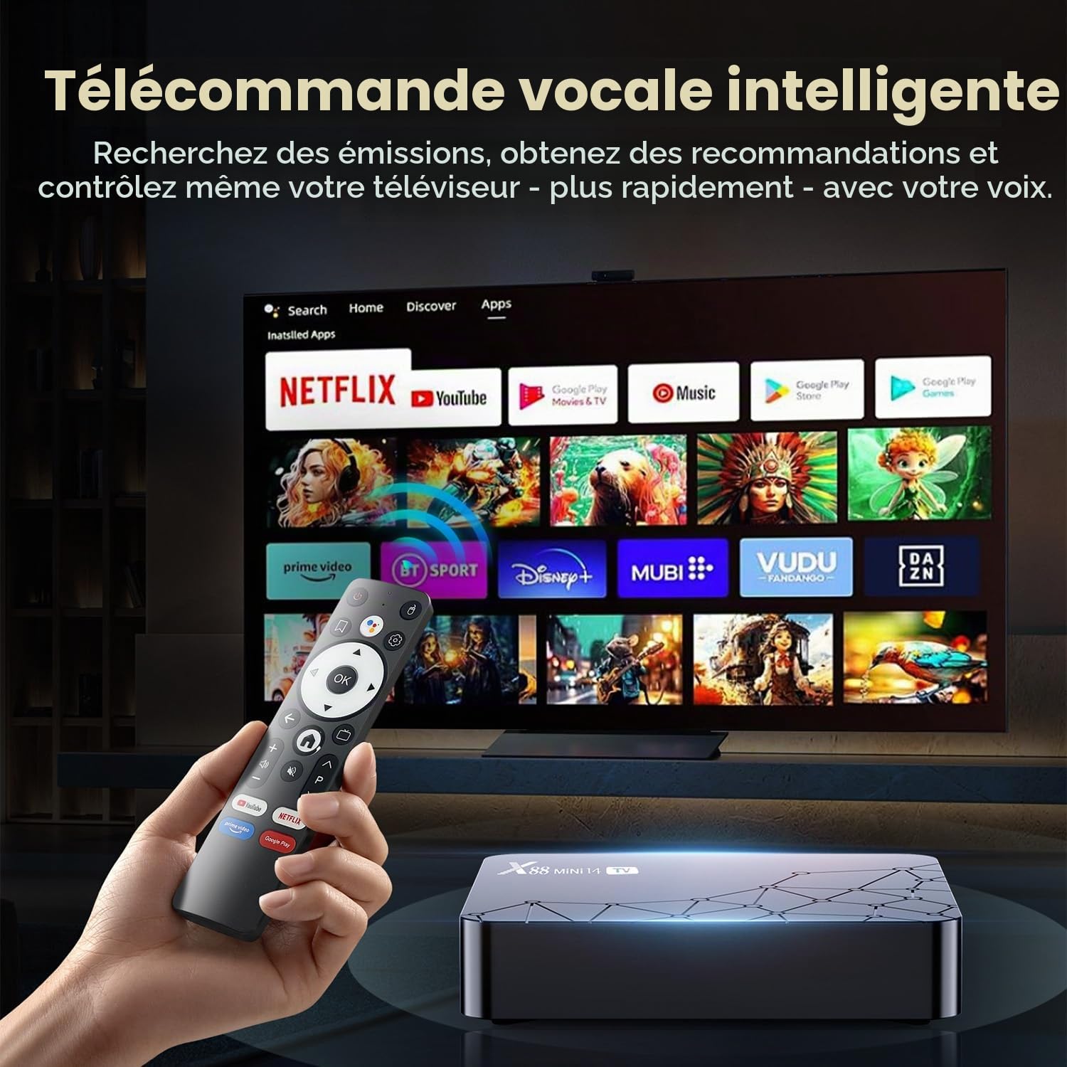 GREVA Android 14.0 TV Box, Résolution 8K UHD Android Box 2 Go RAM 32 Go ROM, Smart TV Box Android 3D HD RK3518mini Quad-Core 64 Bits, Double Wi-FI 6 2,4 GHz/5 GHz LAN Enternet 10/100 Mbps BT 5.0