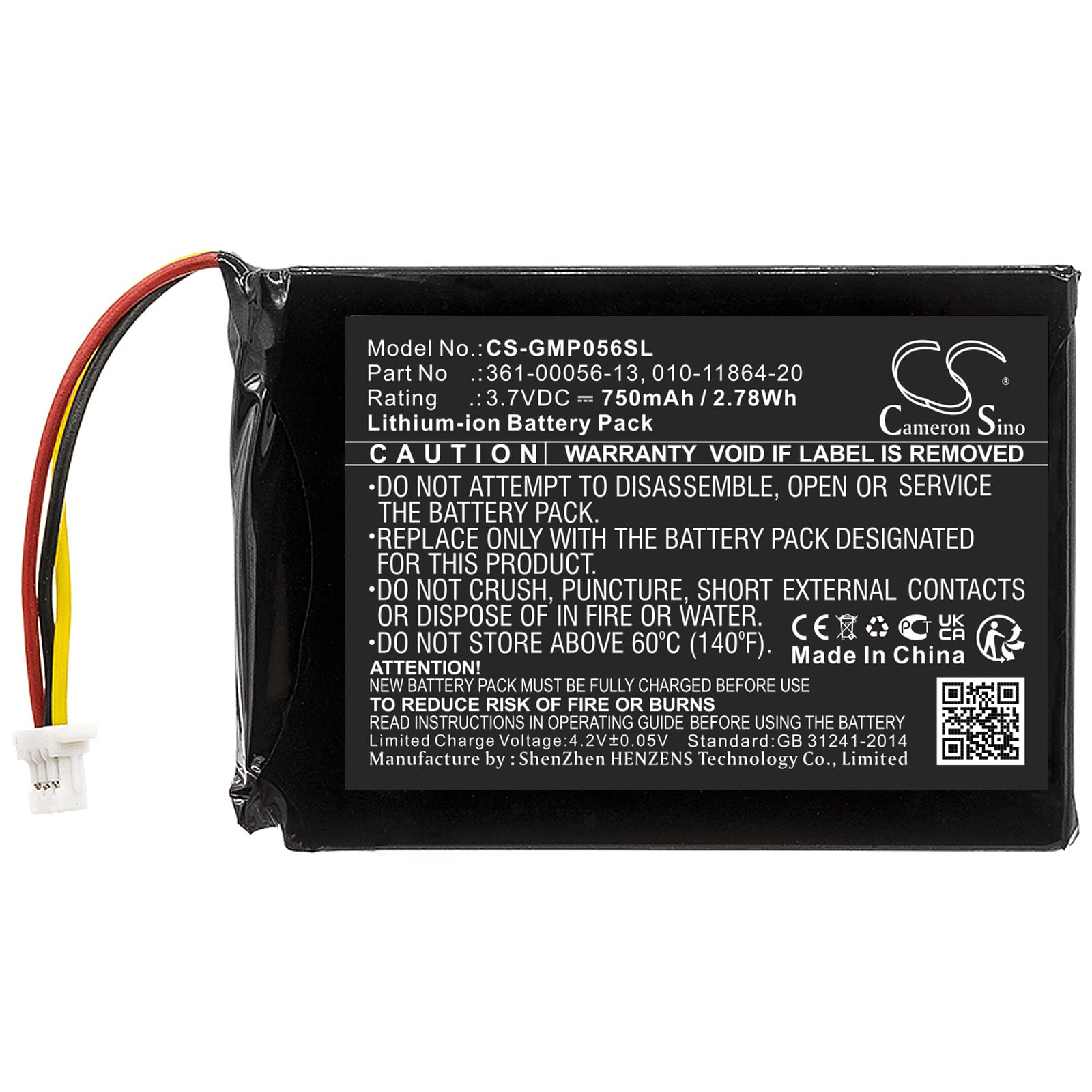 FYIOGXG Cameron Sino Battery for Garmin Sport PRO Handheld Transmitter PN:Garmin 010-11864-20, 361-00056-13 750mAh / 2.78Wh