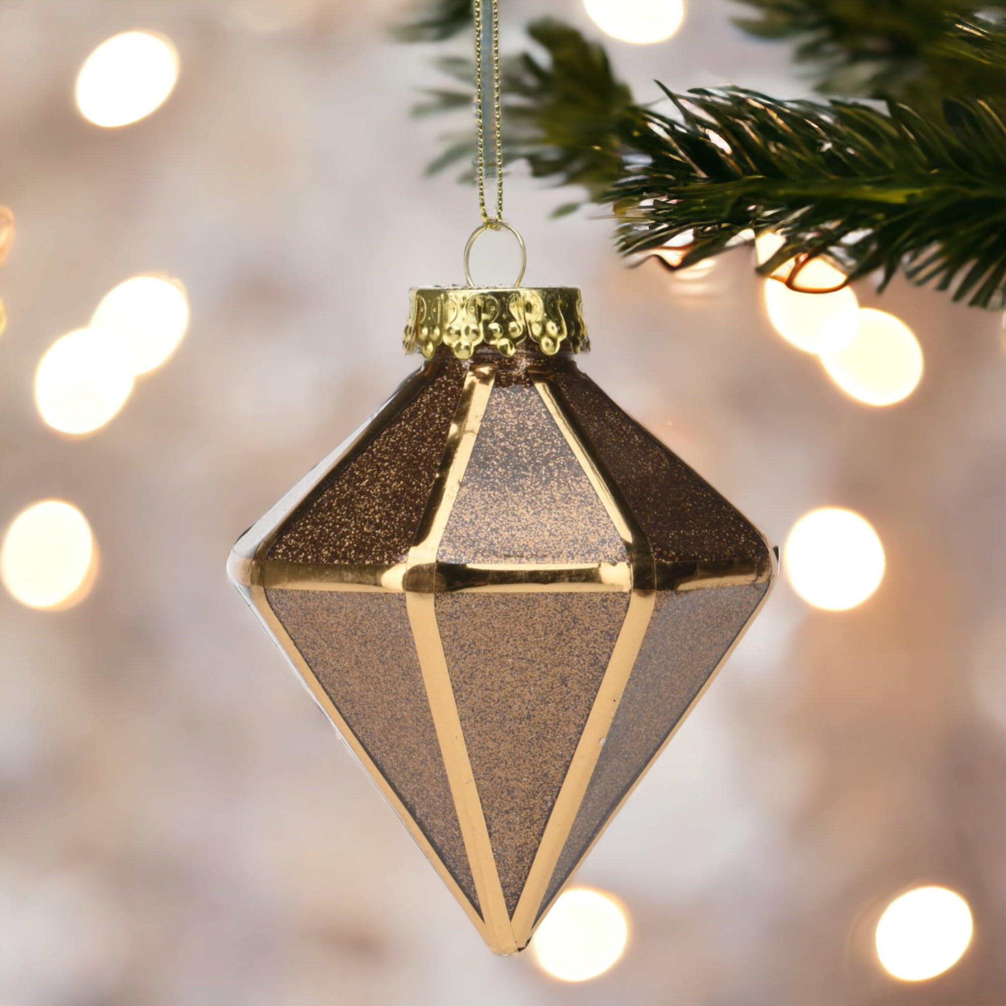 MIJOMA - Juego de 12 bolas de Navidad nostálgicas, irrompibles, Ø 8 cm, adorno para árbol de Navidad con diseño único y encanto vintage en azul zafiro, dorado y marrón (Set 4)