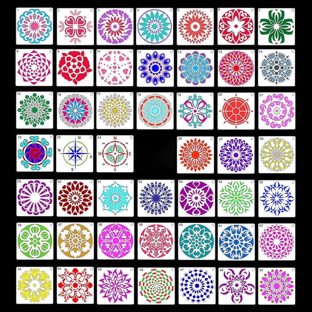Lot de 5 pochoirs mandala pour peinture, scrapbooking, gaufrage, décoration d'album, fournitures de pulvérisation de pierre