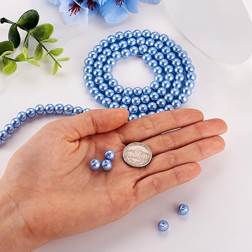 Miniatura 6 de KISSITTY 105 unidadeshebra 516 pulgadas azul cielo satinado brillo cristal redondo perla espaciador cuentas 0.315 in cuentas sueltas para bricolaje