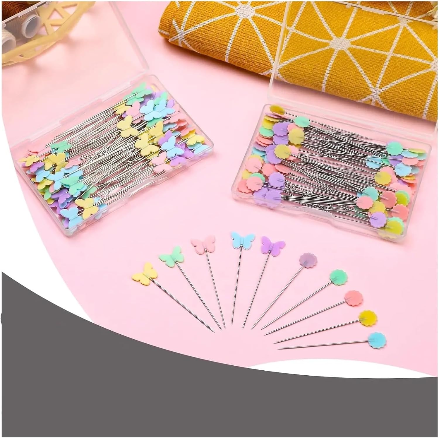 Straight Pins Sewing 4 Boxes of Sewing Needles Flat Head Straight Needle Set Flower Supplies