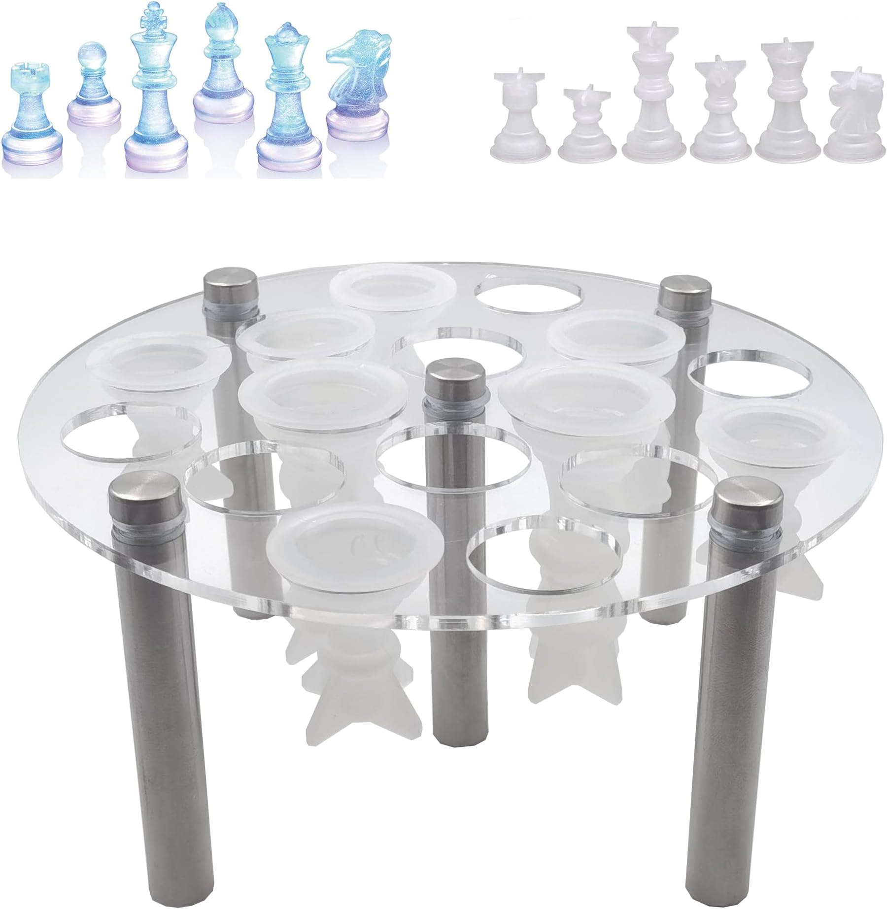 Chess Piece Holder๏ผfor DIY Resin Chess Mold Holder๏ผSilicone Mold Accessory Set for Making Game Kits 6 x 3 x 6 inches