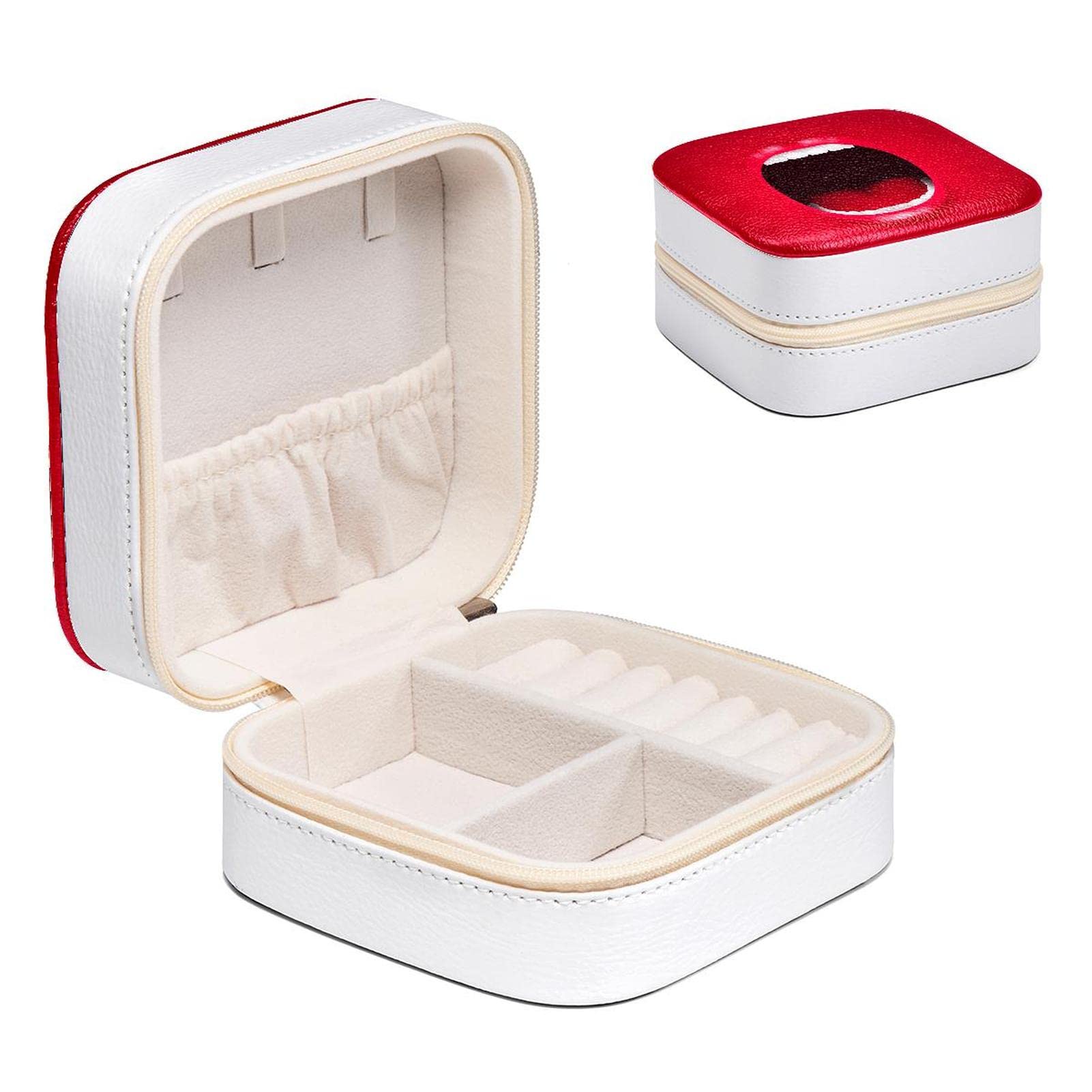 Boîte à bijoux bouche rouge élégante pour ranger bagues et colliers sur votre coiffeuse