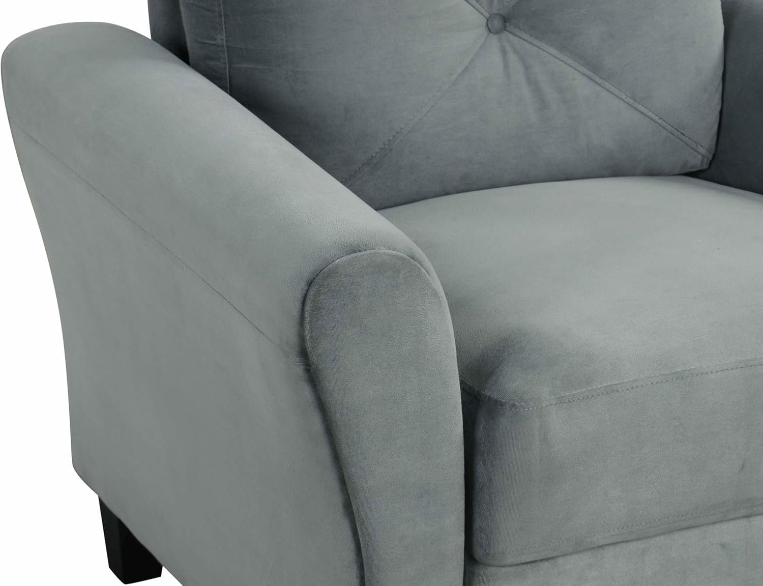 Harper & Bright Designs 2-Seat Velvet Upholstered Loveseat Sofa with Button Tufted Backrest, Modern Couch for Living Room, Grey