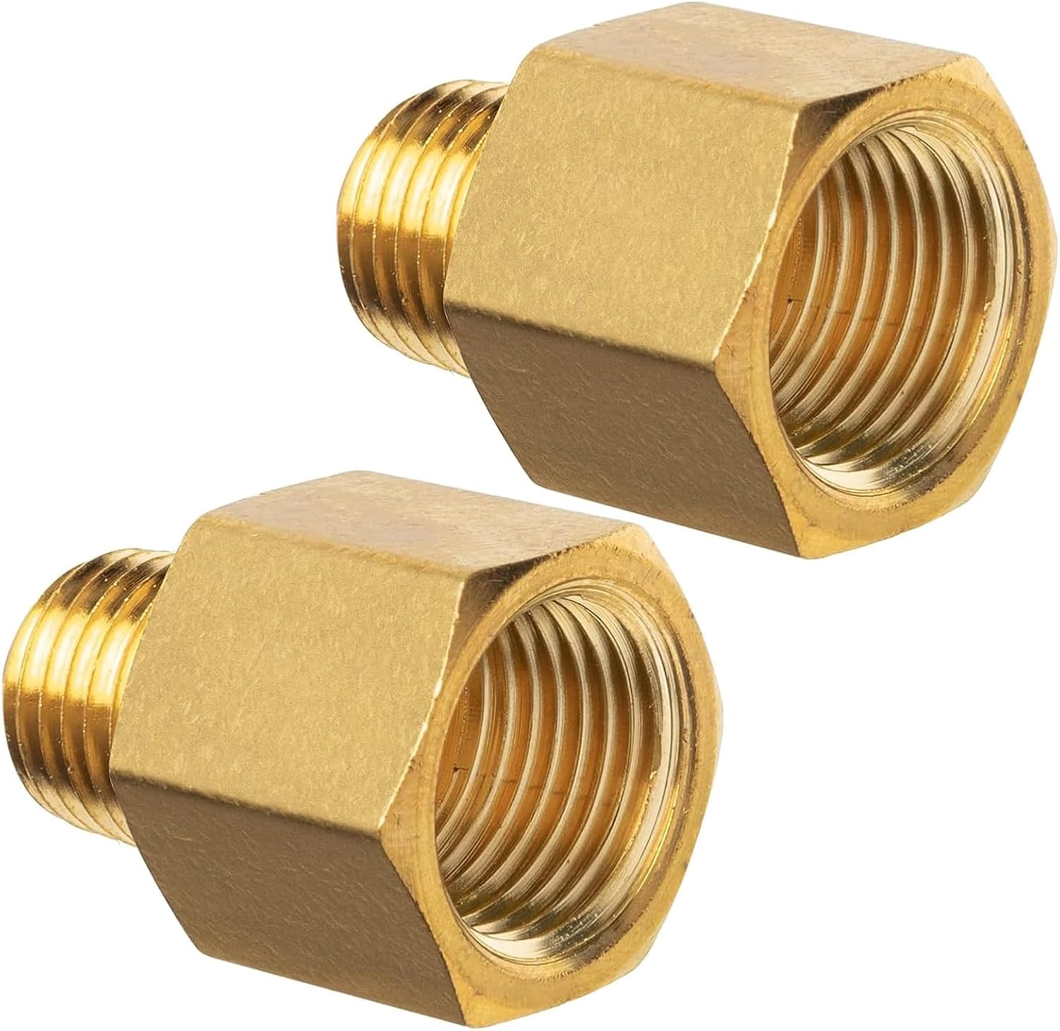 Brass Pipe Fitting, 3/8" NPT Male × 1/2" NPT Female Reducer Adapter, Heavy Duty, Corrosion Resistant Brass Pipe Extension Connectors for Air, Oil, LP and Natural Gas, 1200 PSI Rated (2-Pack)