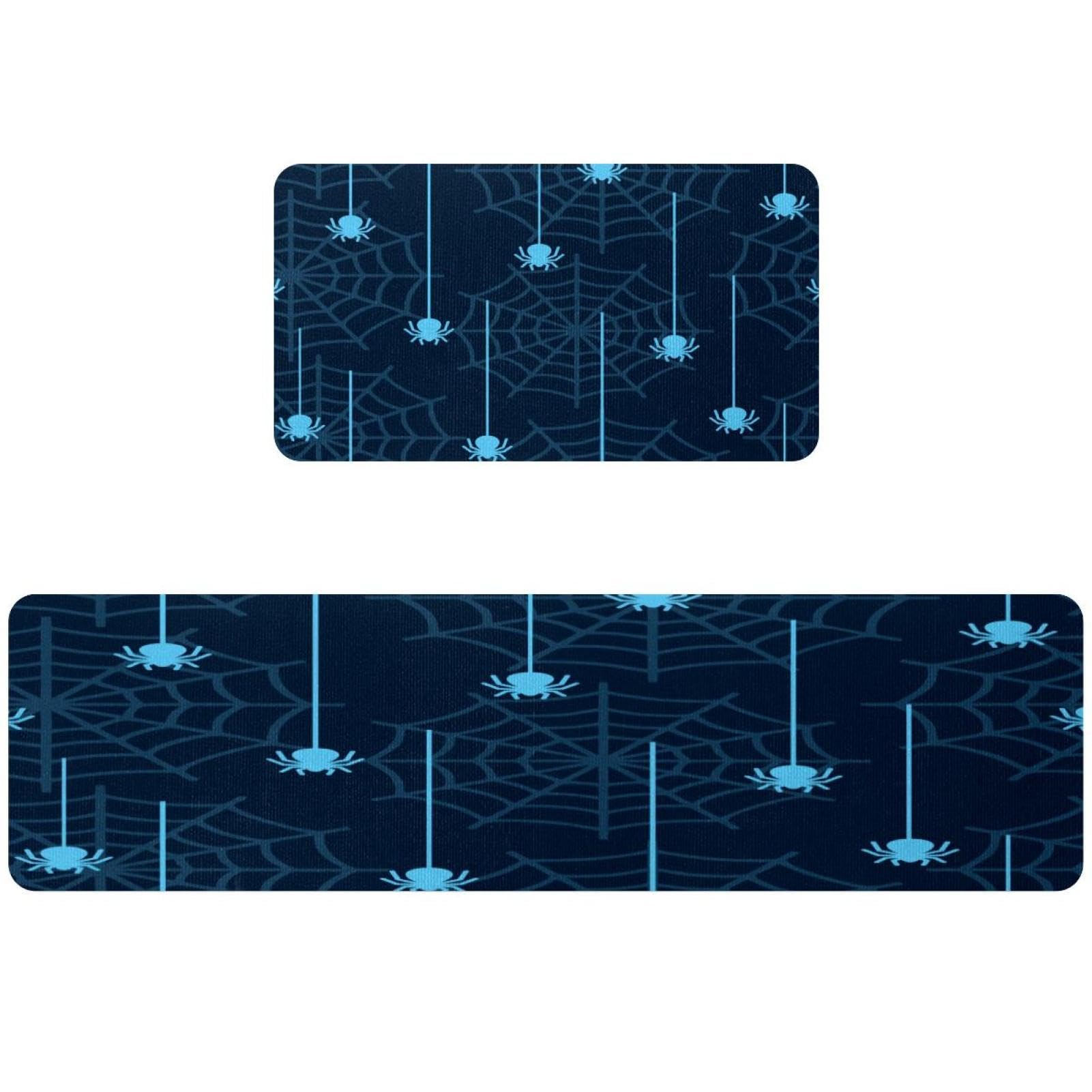Tapis de cuisine d'Halloween motif araignée antidérapant et lavable pour buanderie lot de 2