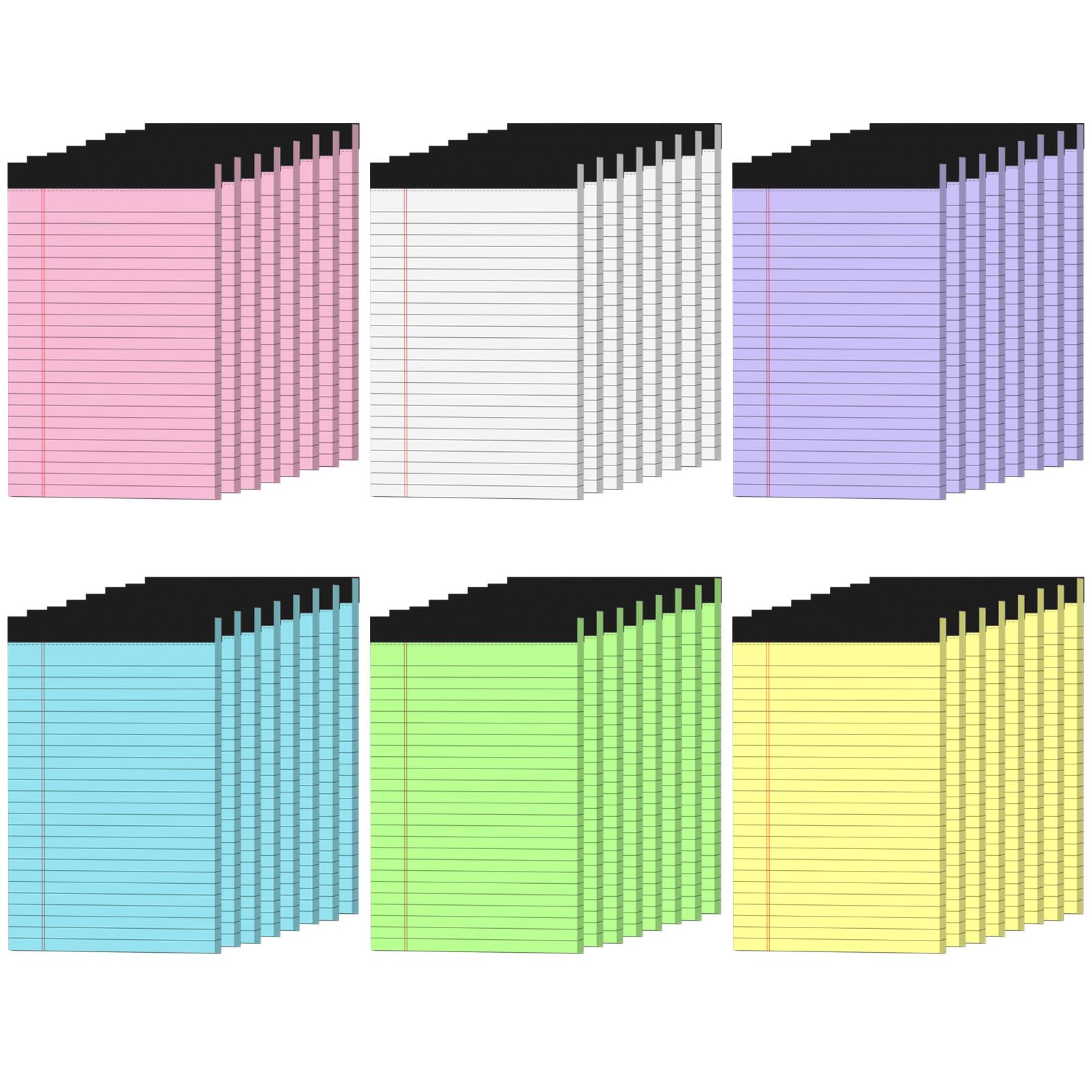 Colored Note Pads 5x8 48 Pack Pink Small Legal Pads 5x8 College Ruled Small legal Notepads Easy Tear-off