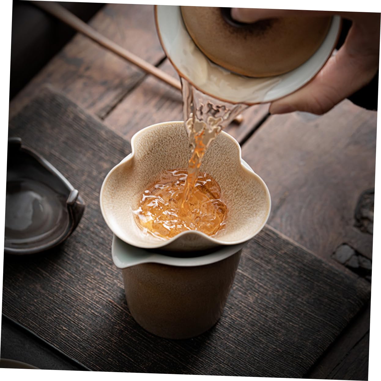 PRETYZOOM Ceramic Tea Strainer Long Handle Tea Tools for Loose-leaf Tea Tea Residue Filter