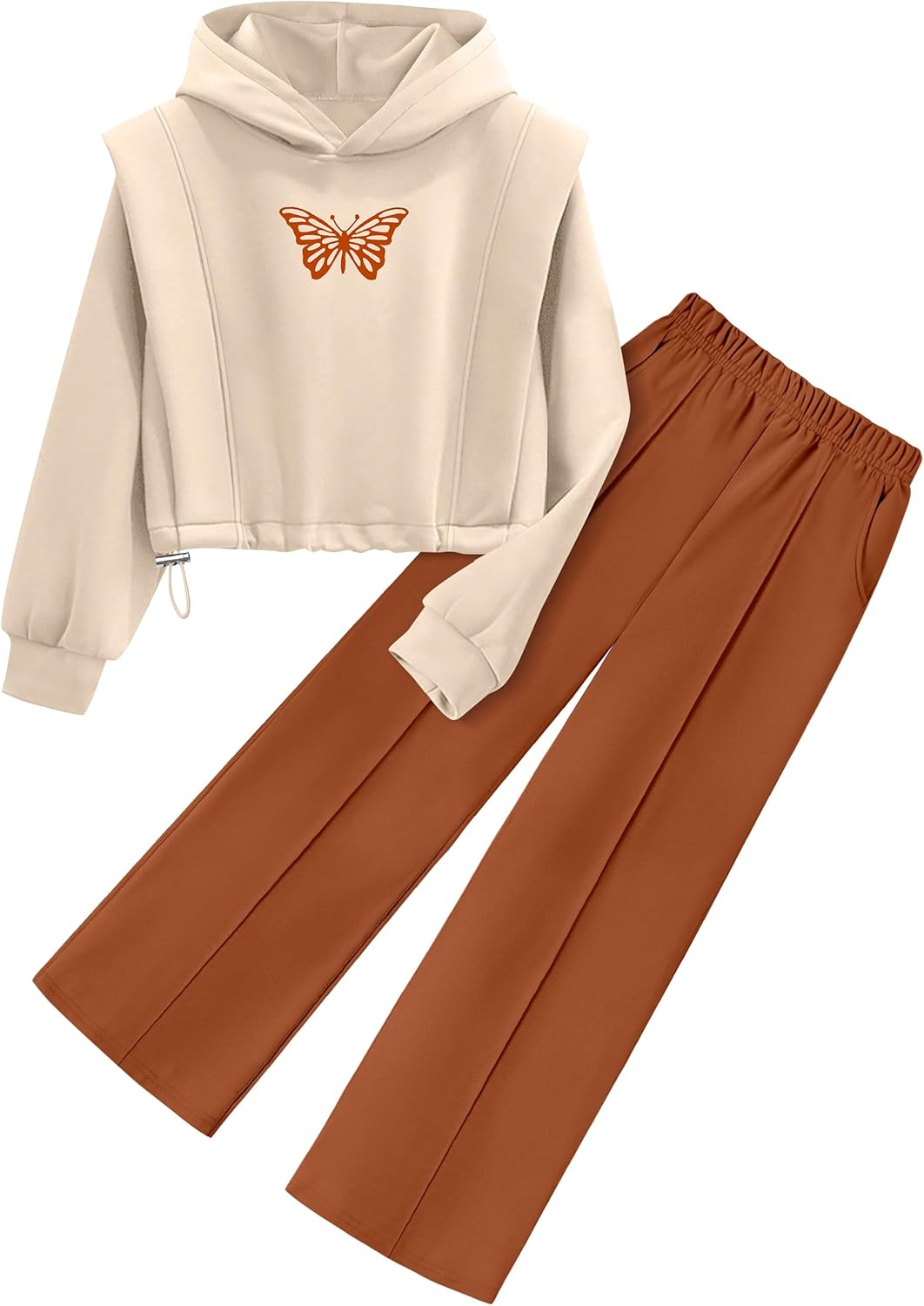 beidelli made]両起毛パーカー&2WAYワイドスウェットパンツSET | レディースファッション通販 - DHOLIC ガールズ 服  2ピース アウトフィット バタフライプリント パーカー 無地 スウェットシャツ スウェットパンツ 衣類セット ポケット ガールズ 服 2ピース アウト  ... ガールズ 服 2ピース アウトフィット バタフライプリント パーカー 無地 スウェットシャツ スウェットパンツ 衣類セット ポケット