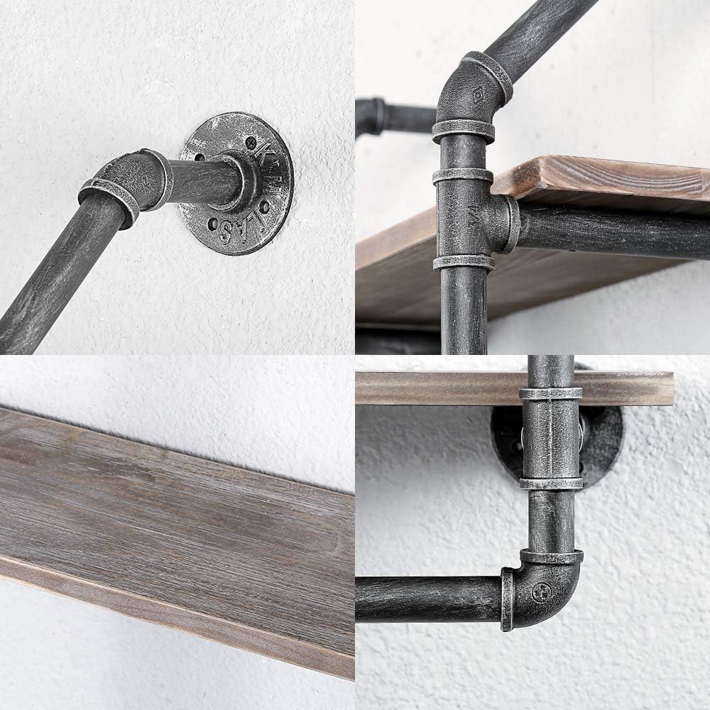 Rеvіеw Industrial Bathroom Shelves Wall Mounted 3 Tier,Rustic Pipe Shelf with Towel Rack Bathroom Shelf Over Toilet,19.68in Iron Pipe Shelving with Towel Bar,Farmhouse Wood Shelves Metal Floating Shelves