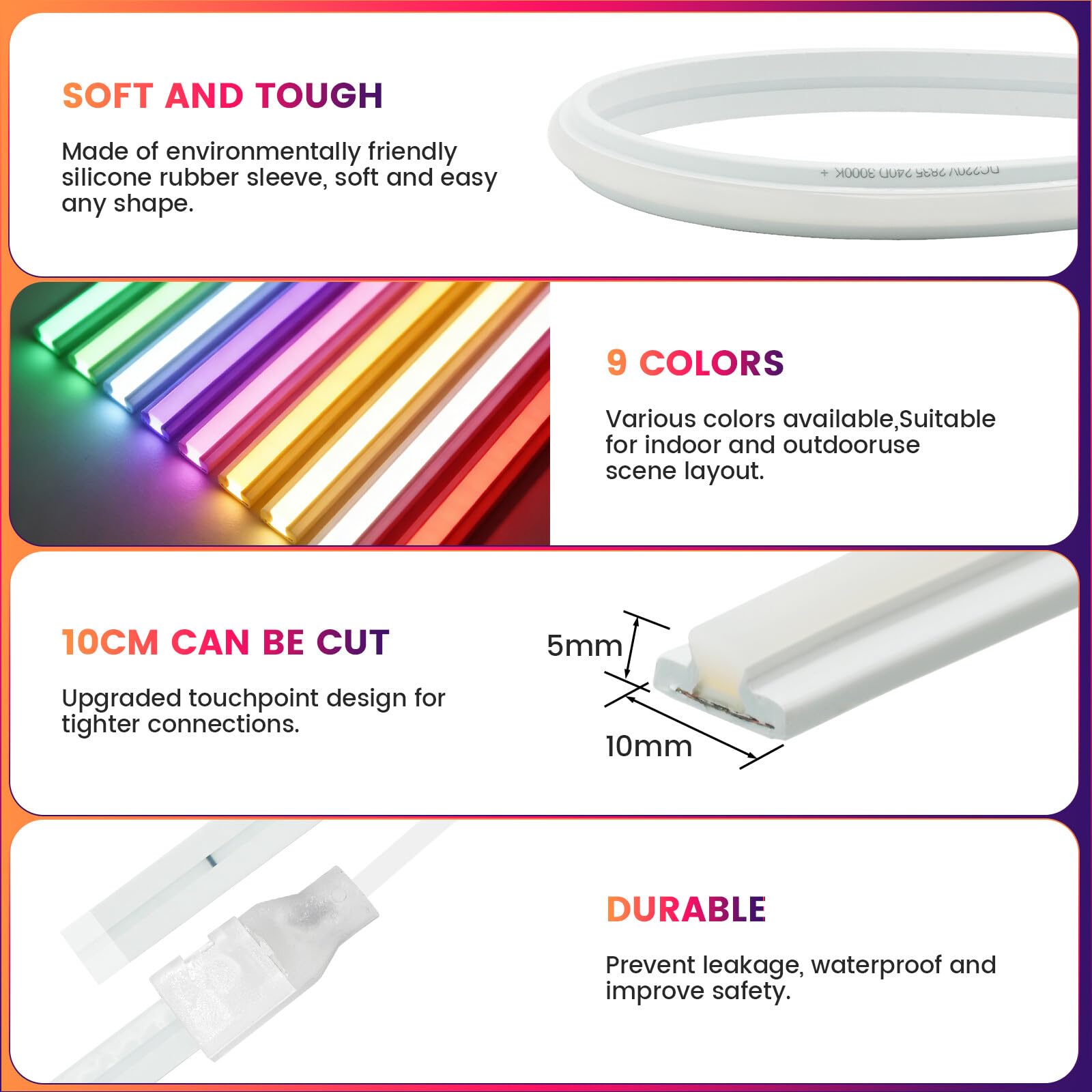 230V COB Neon LED Streifen, Dimmbar 240LEDs/m Superhell Hohe Dichte IP65 Wasserdicht Diffusion Flex COB LED Leiste Lichtband Strip für DIY Innen-und Außenbeleuchtung Projekte (Naturweiß, 23M)