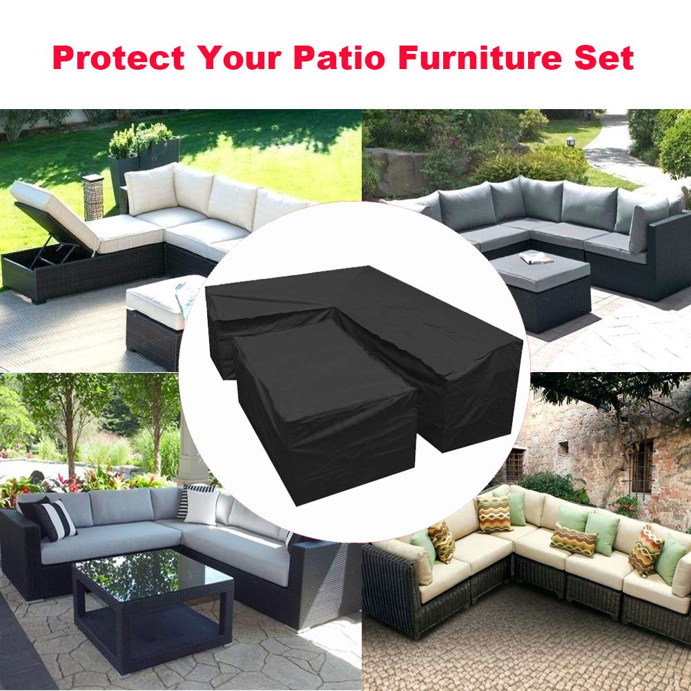 Funda para sofá en Forma de L - Funda Sofa esquinero en Forma de L con Cuerdas de apriete en la Parte Inferior,210D Funda para sofá en L (L Forma 270x270x90 cm + Rectangular 155x95x68 cm)