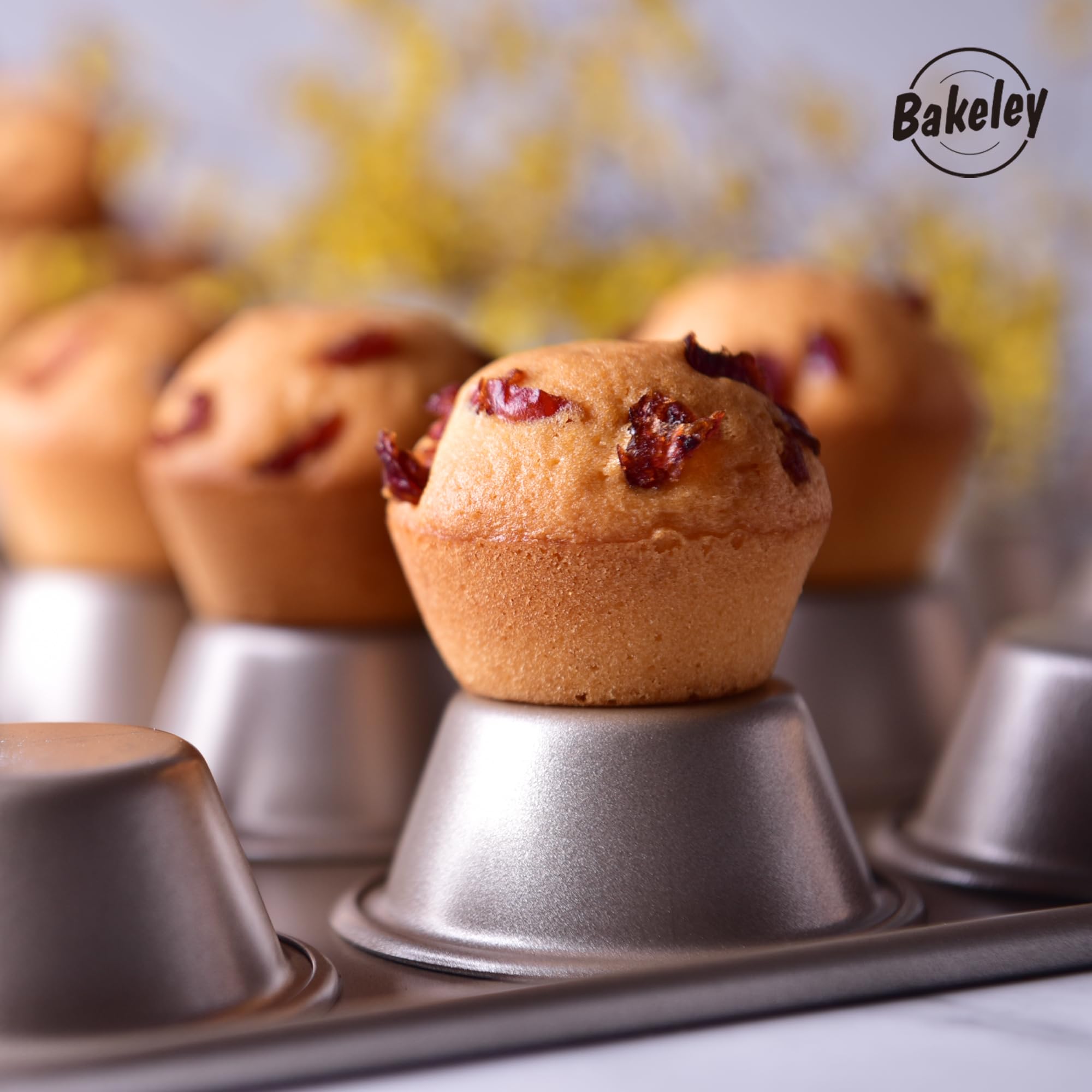 Mini molde para magdalenas, 20 cavidades antiadherente, mini molde para hornear cupcakes para horno (oro champán)