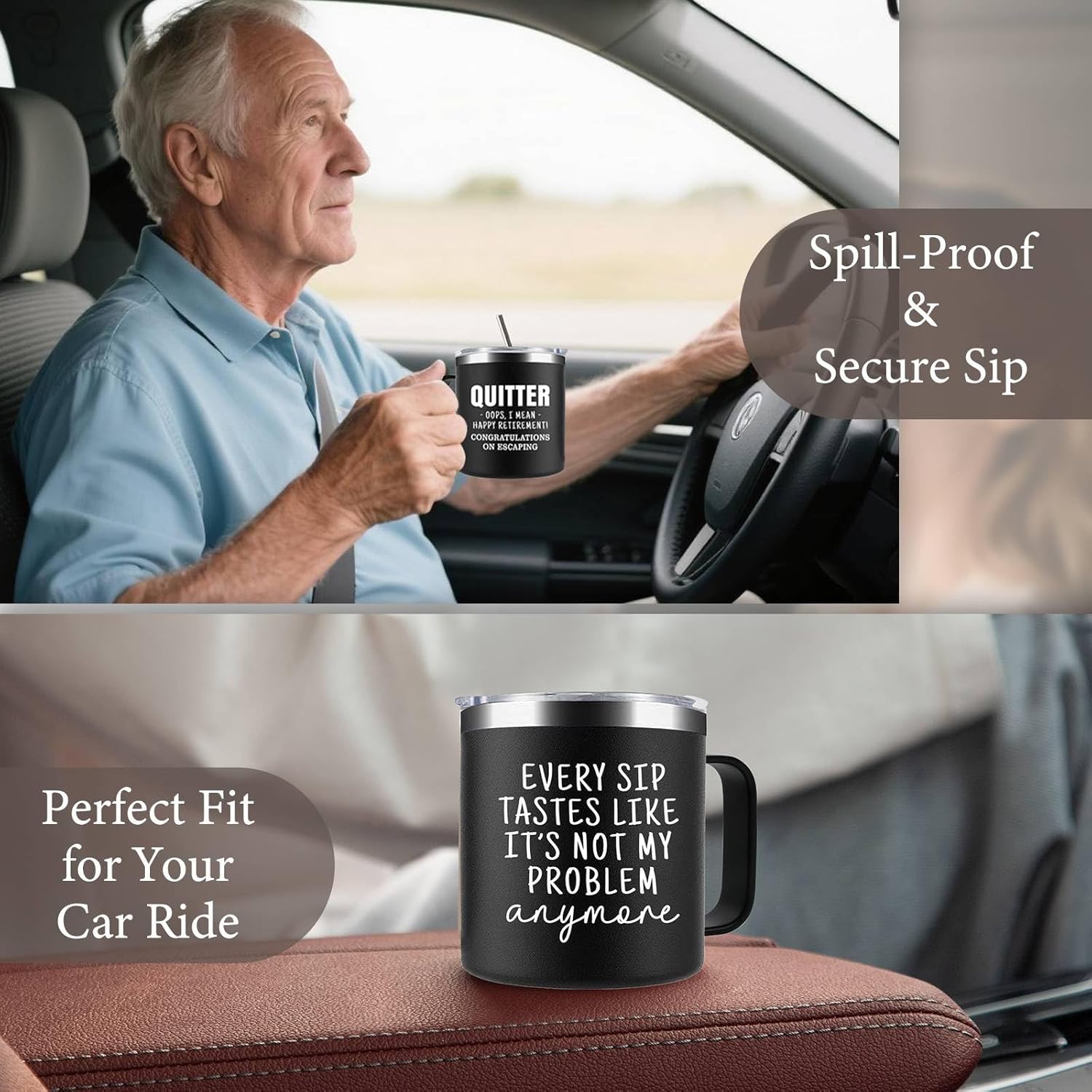 Funny Retirement Gifts For Men - Quitter I Mean Happy Retirement Coffee Mug with Handle, 14oz Retired Cup Mug Xmas Gifts for Coworker Leaving,Teachers,Doctors, Boss,Friends,Dad Black - Image 7