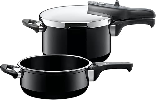Silit 0007250014Sicomatic T-Plus Duo autocuiseur + Silargan Sans Panier Acier emaillé Noir 4,5l