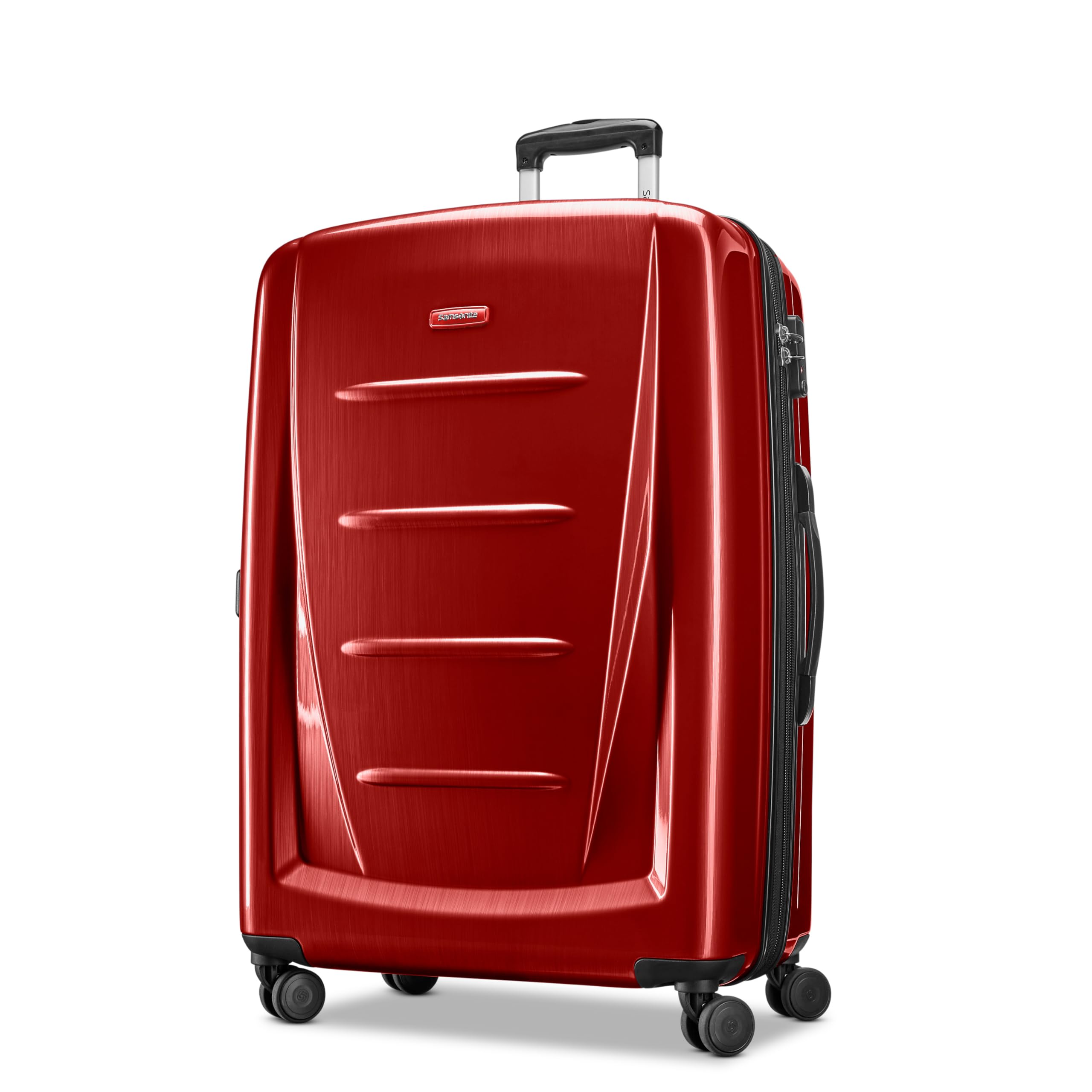 Winfield 2 Hardside Expandable Luggage with Spinner Wheels, Burgundy, Checked-Large 28-Inch