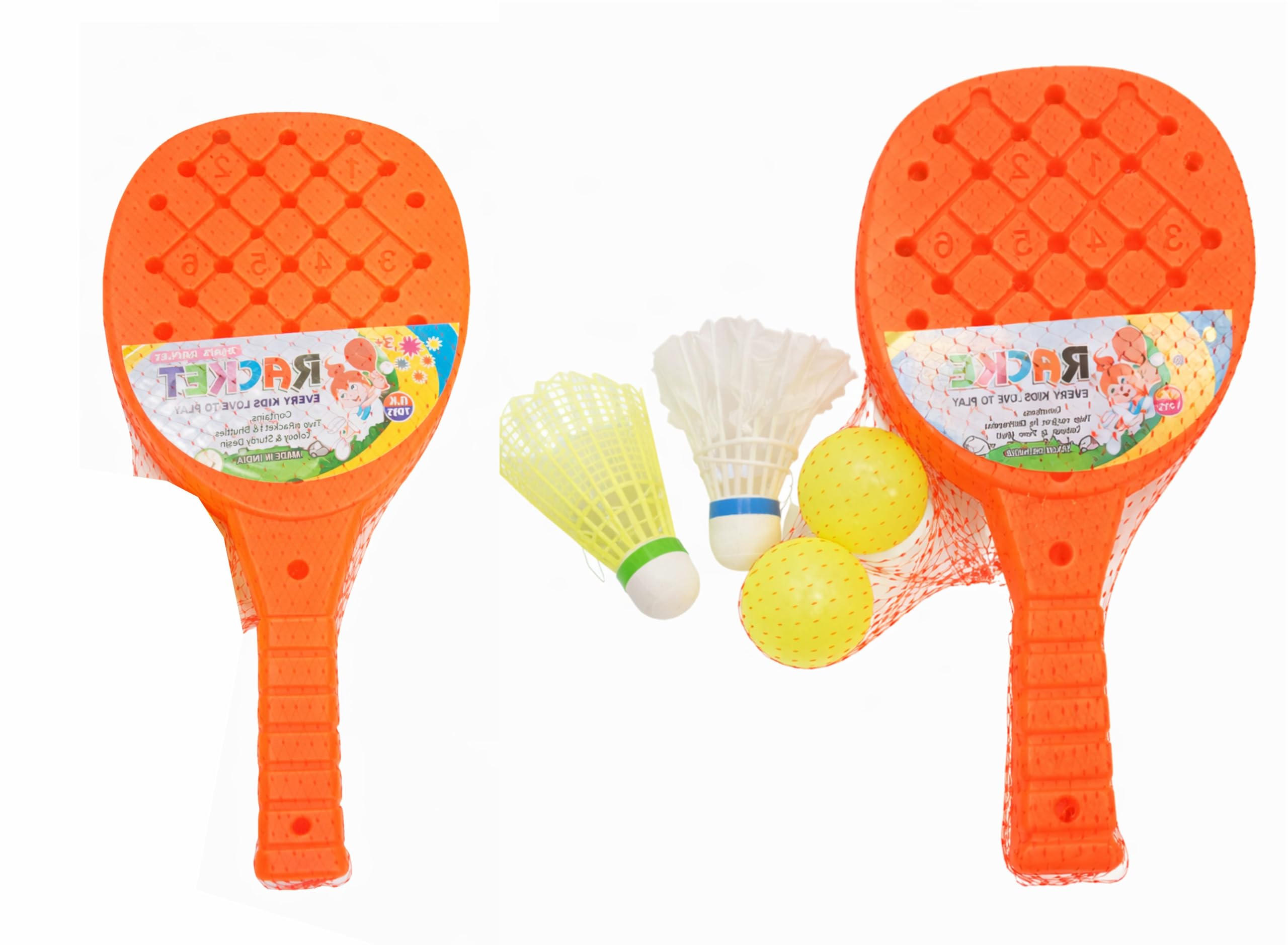 Plastic Badminton Racket Set for Kids & Beginners | 1 Pair Rackets | 2 Soft Balls | 2 Shuttlecocks (1 Feather + 1 Nylon) | Outdoor & Indoor Play-picture-25