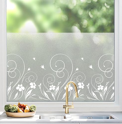 DKTIE Película de privacidad para ventana con herramientas de instalación, adhesivo para despegar y pegar, adherencia estática, sin pegamento,