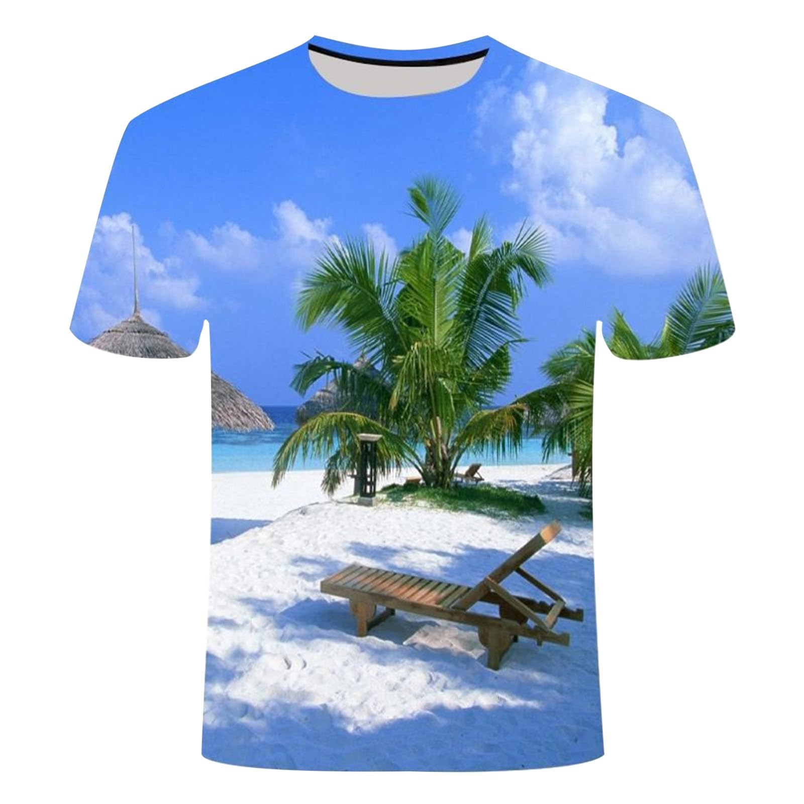 Oversized T Shirt Men Fashion 3D Printed Beach Shirts Summer Short Sleeve Tshirt Casual Big and Tall T-Shirts Soft Lightweight Cotton Sport Gym Basic Tee Relaxed Fit Pullover Tops