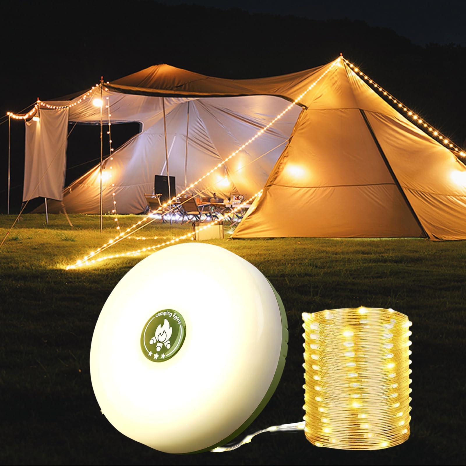 Melofo Camping String Light, 10M USB Rechargeable Fairy Light, Warm White