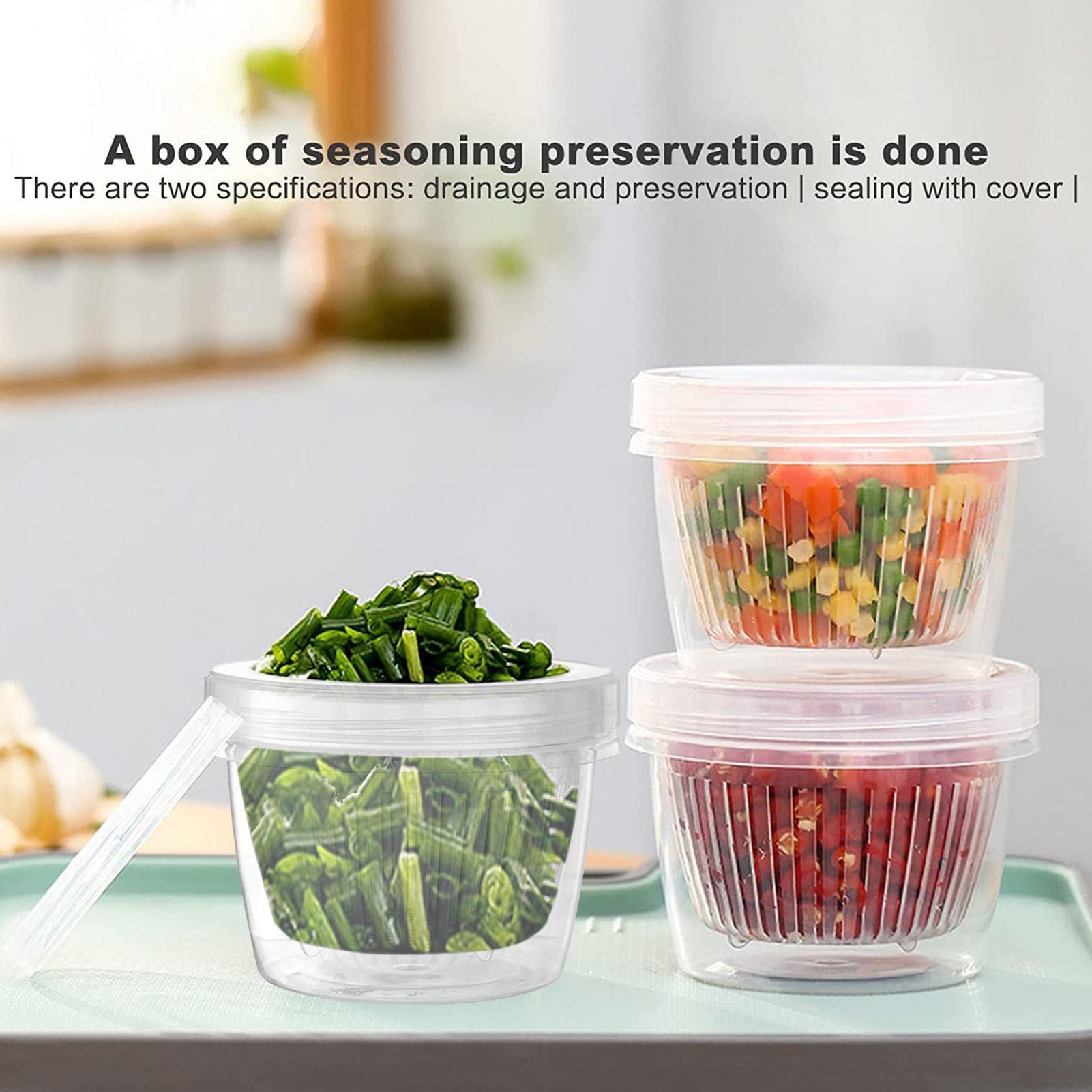 Fruit Organizer voor koelkast, Knoflookcontainers met afvoermand, Organisatorbakken voor koelkasten, Produceer Saver-containers voor opslag van salade-bessensla Sloane Fruit Organizer voor koelkast, Knoflookcontainers met afvoermand, Organisatorbakken voor koelkasten, Produceer Saver-containers voor opslag van salade-bessensla Sloane
