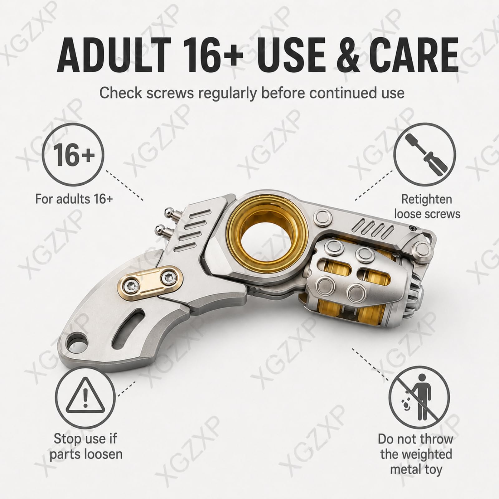 Jouet Anti-Stress EDC en Métal, Toupie Anti-Stress en Acier Inoxydable avec Extension De Poignée, Son De Diapason Audible, Conception Magnétique Anti-Stress, pour Améliorer La Concentration