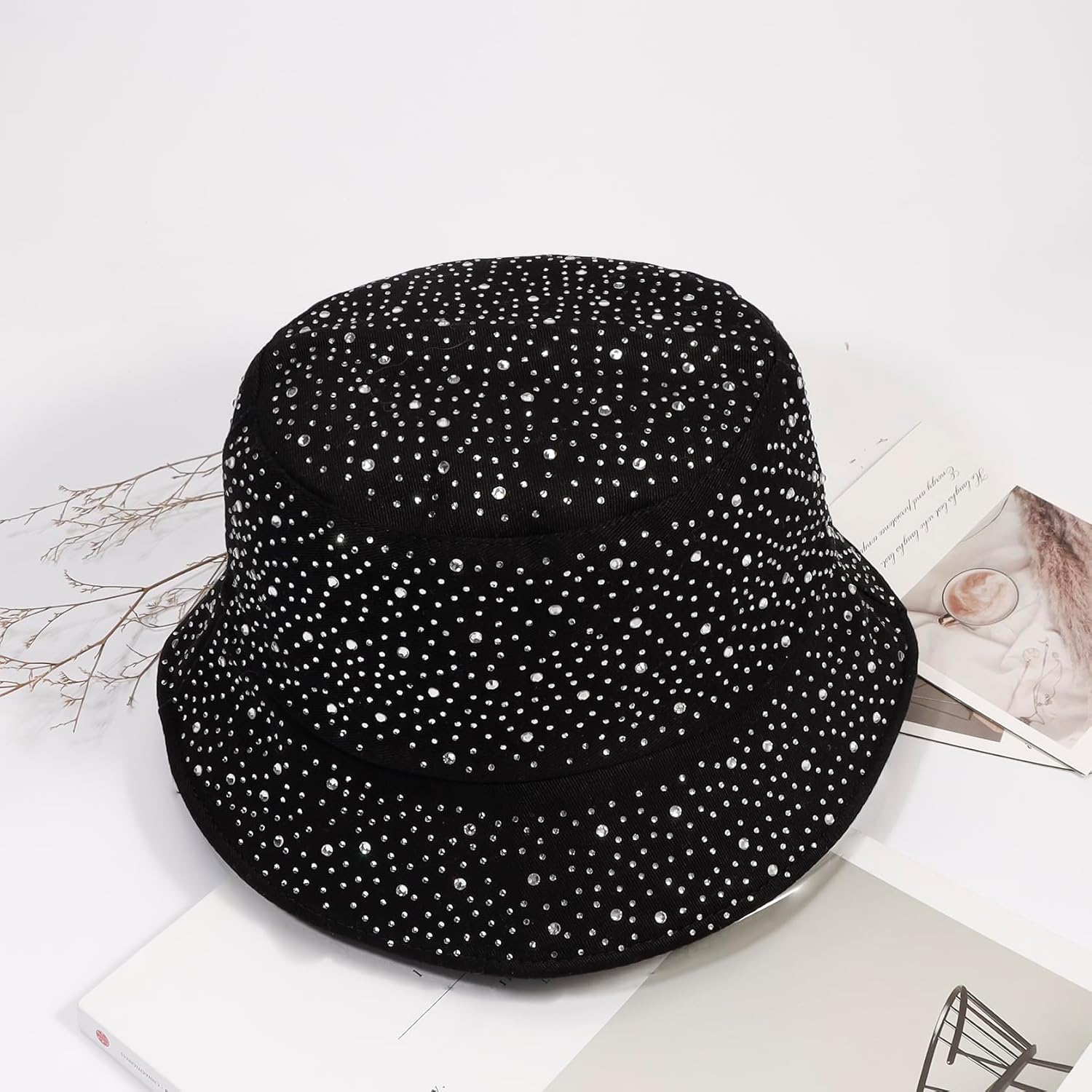 MILAKOO Shiny Glitter Bucket Hat Squin Rhinestone Bling Sparkly Retro Party Cap for Men Women - Image 3