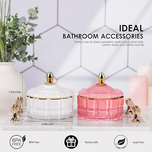 Miniatura 27 de Tarro de caramelo rosa, plato de cristal para dulces con tapa, tarros de cristal con tapas, joyero con tapas, tarro de vidrio decorativo, regalos