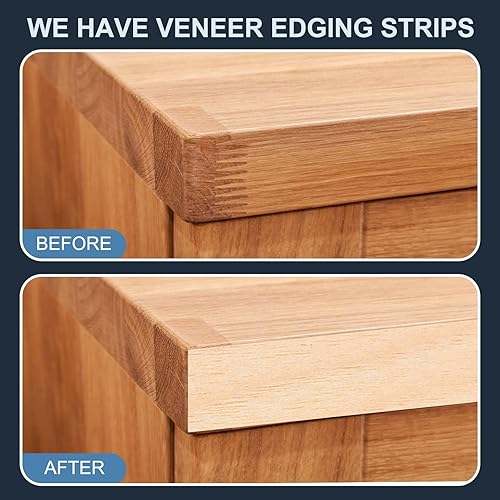 Miniatura 5 de PATIKIL Bandas de borde de abedul, cinta de chapa de madera de 1 pulgada x 10 pies, previamente pegada, bandas de borde de madera contrachapada