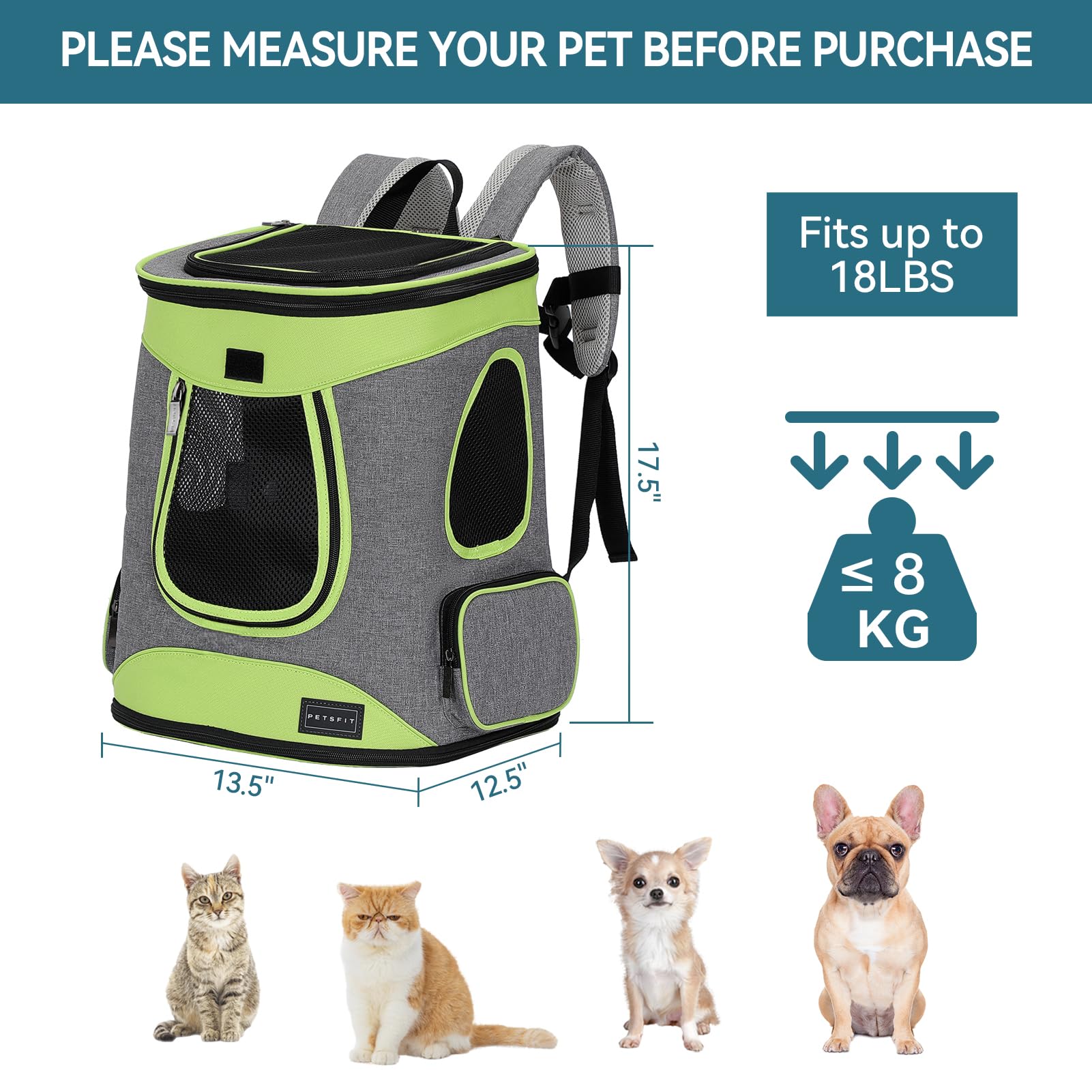 Petsfit Mochila para Perros de hasta 15 Libras