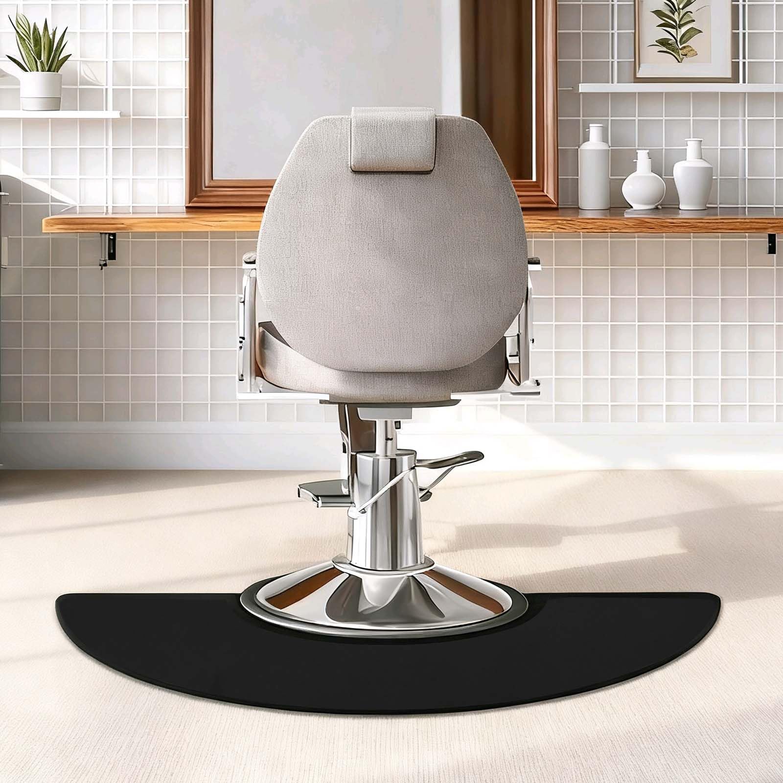 Alfombra semicircular para salón, cómoda, 18 mm de grosor, ergonómica, alivia el dolor durante mucho tiempo, antideslizante, impermeable y plegable para peluquería, área de trabajo 3 x 5 pies