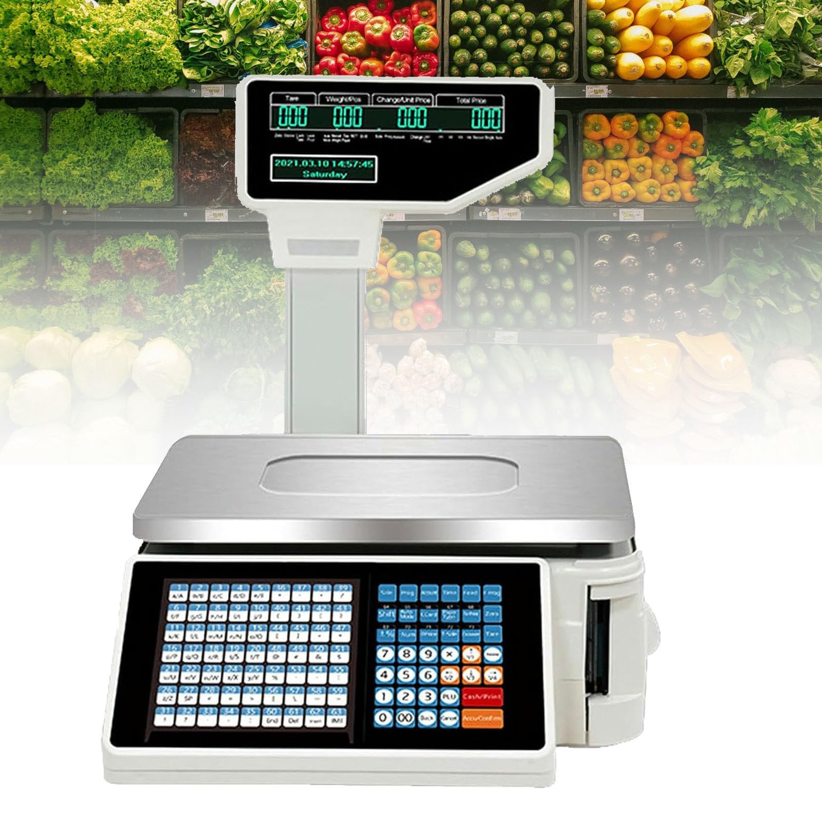 LYDZUSDP Digital Price Computing Scale with Thermal Label Printer,Double-Sided Supermarket Scale,Commercial Meat Produce Weight Scale