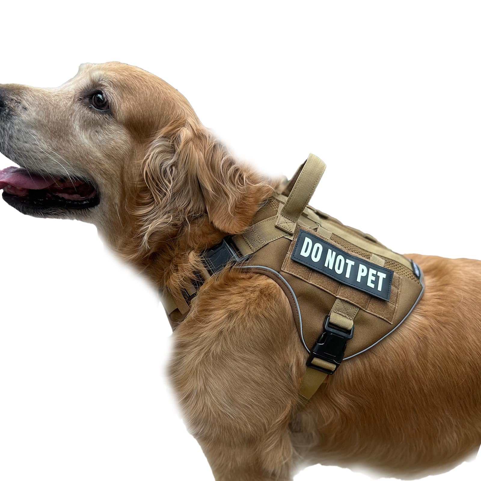DNALLRINO Tactical Dog Harness for Large and XL Breeds, Air Dog Vest No Pull with Reflective Do Not Pet Patches, Breathable Dog Molle Vests for