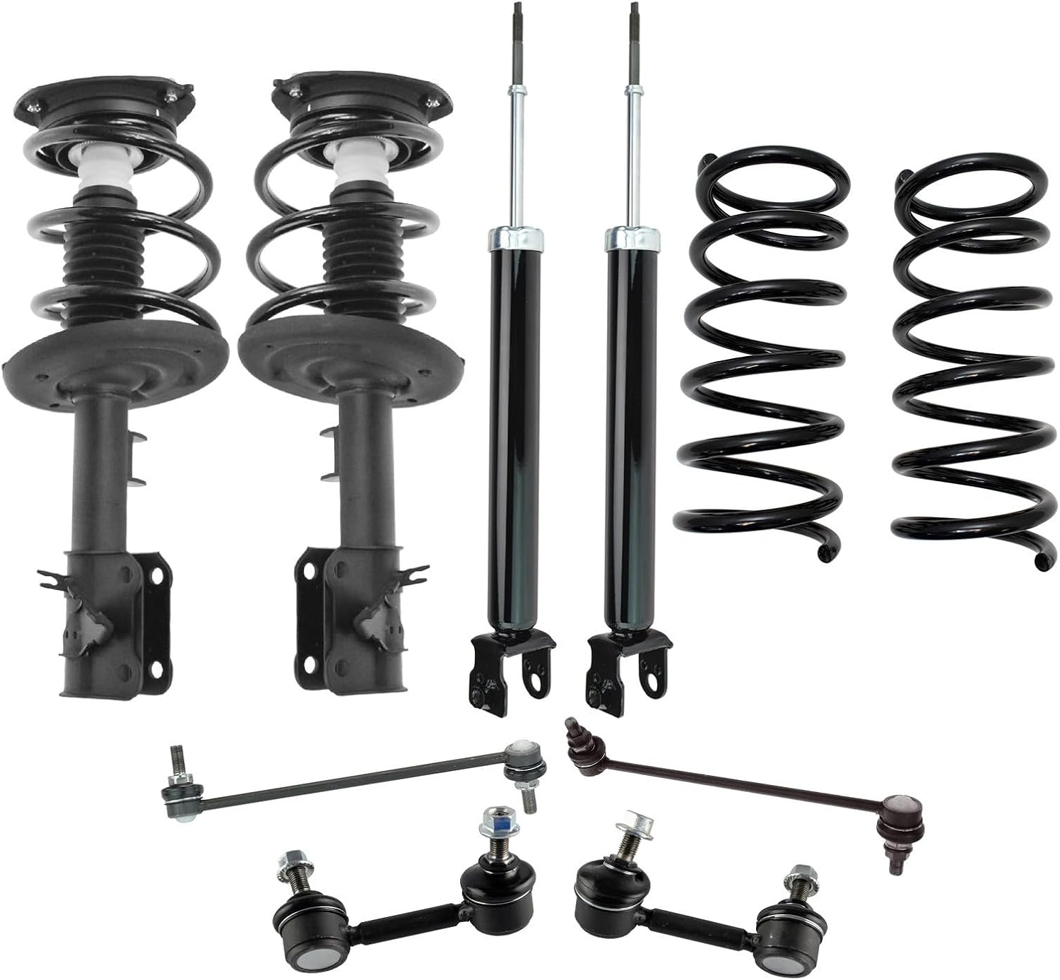 TRQ Front and Rear Suspension Kit Coil Spring Set Complete Strut & Coil Spring Assembly Shock Absorber Sway Bar Stabilizer Link Compatible with 2007-2013 Nissan Altima