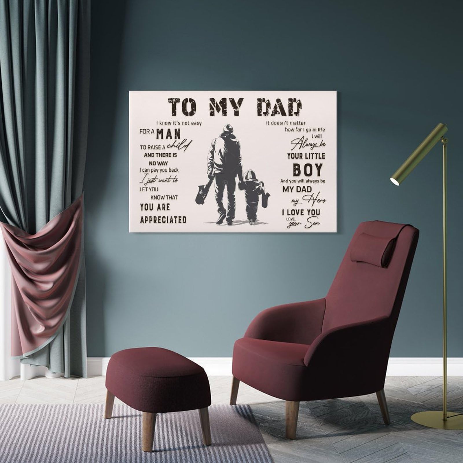 Junmoney To My Dad Son Saxophone Hanging Wall Art 20x30inch(50x75cm), for Bedroom Walls, Guest Spaces Or Lounges, An Easy Wall Refresh for Bedrooms