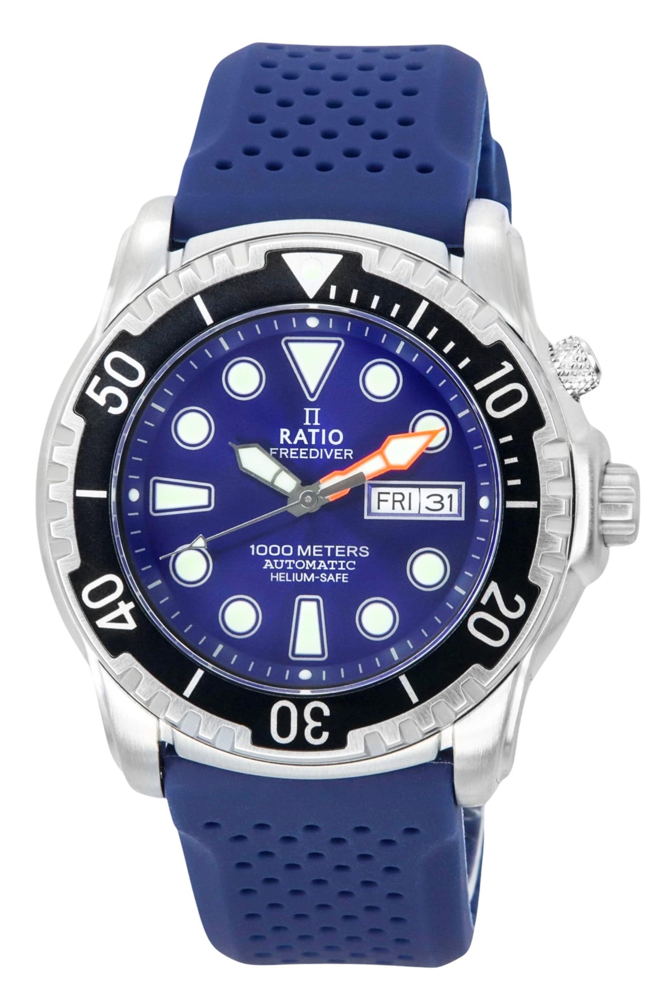 FreeDiver Helium-Safe Dive Watch Sapphire Crystal Automatic Diver Watch 1000M Water Resistant Diving Watch for Men (White)