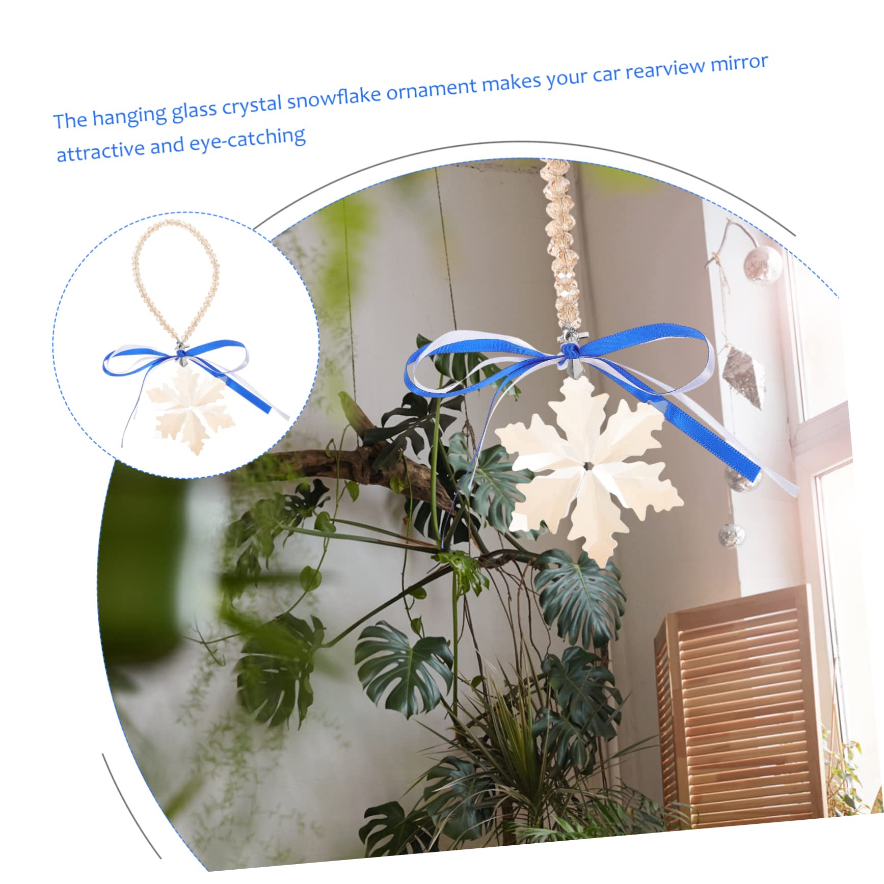 LIFKOME 3pezzi Ciondolo Di Cristallo Fiocco Appendere Per Decorazioni Natalizie e Auto Accessorio Per Specchietto Retrovisore Design Elegante e Luminoso Per Feste e Regali