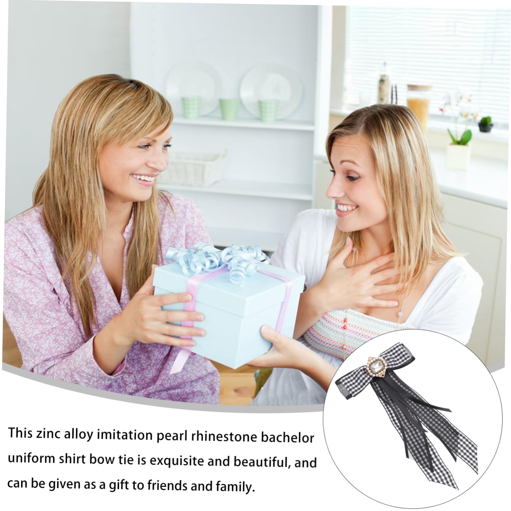 Veemoon Rhinestone Bow Tie Bow Ties Imitated Pearl Design Fashionable Easy Wear Remove